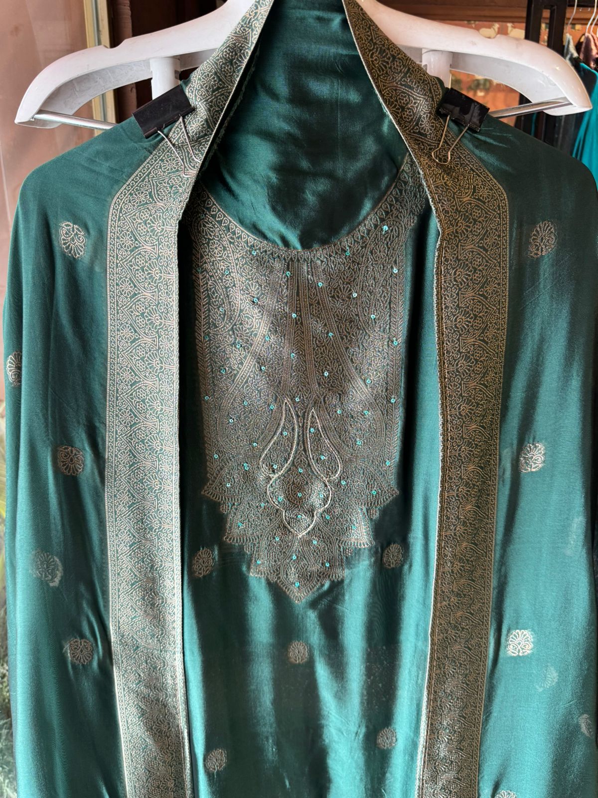 Pure 100% silk Suits with zari weavings concept on the full suit
