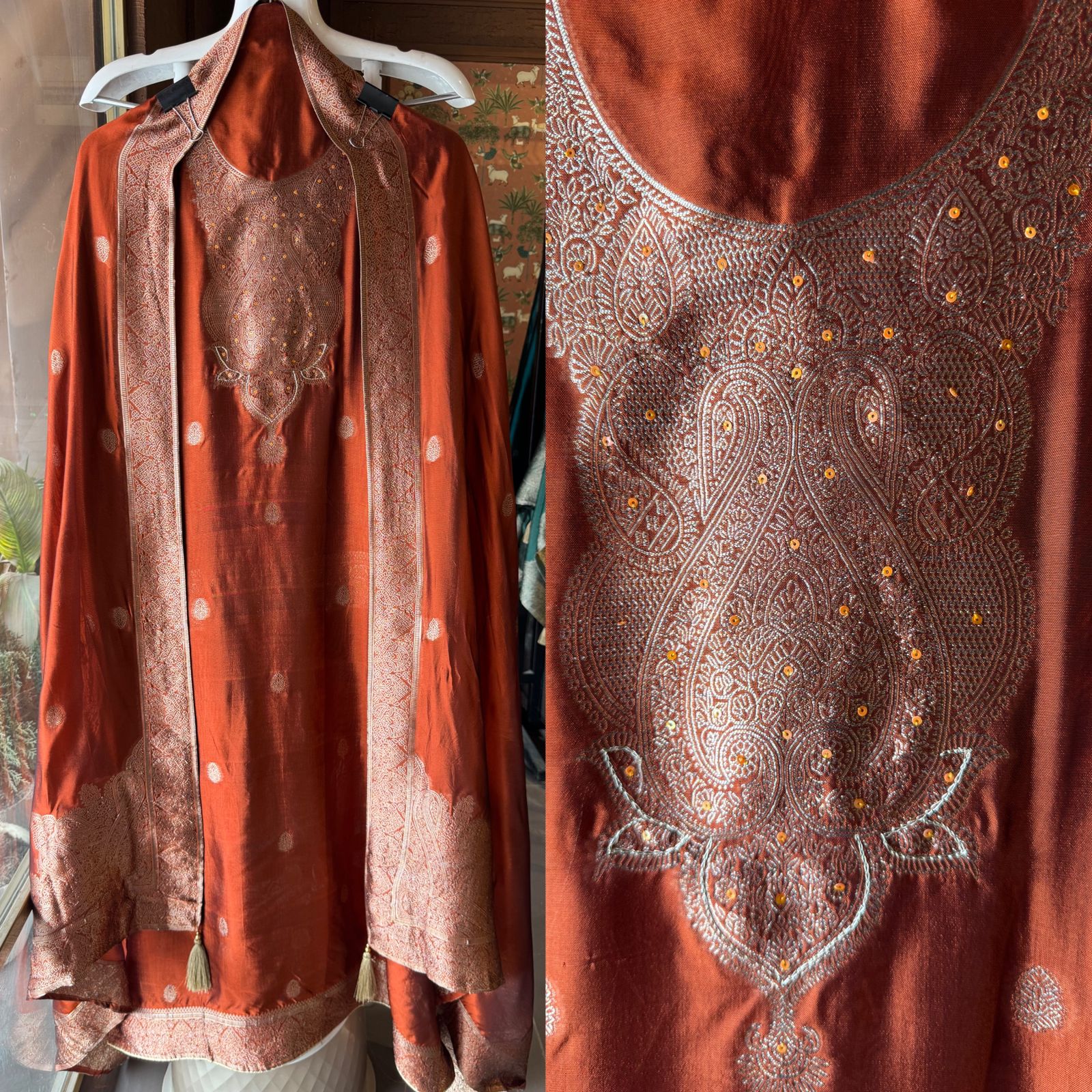 Pure 100% silk Suits with zari weavings concept on the full suit