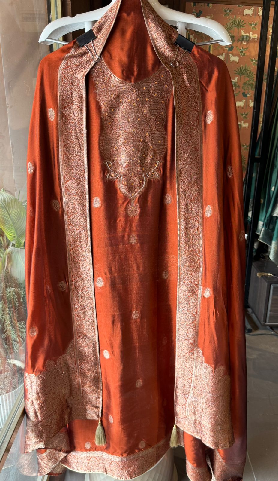 Pure 100% silk Suits with zari weavings concept on the full suit