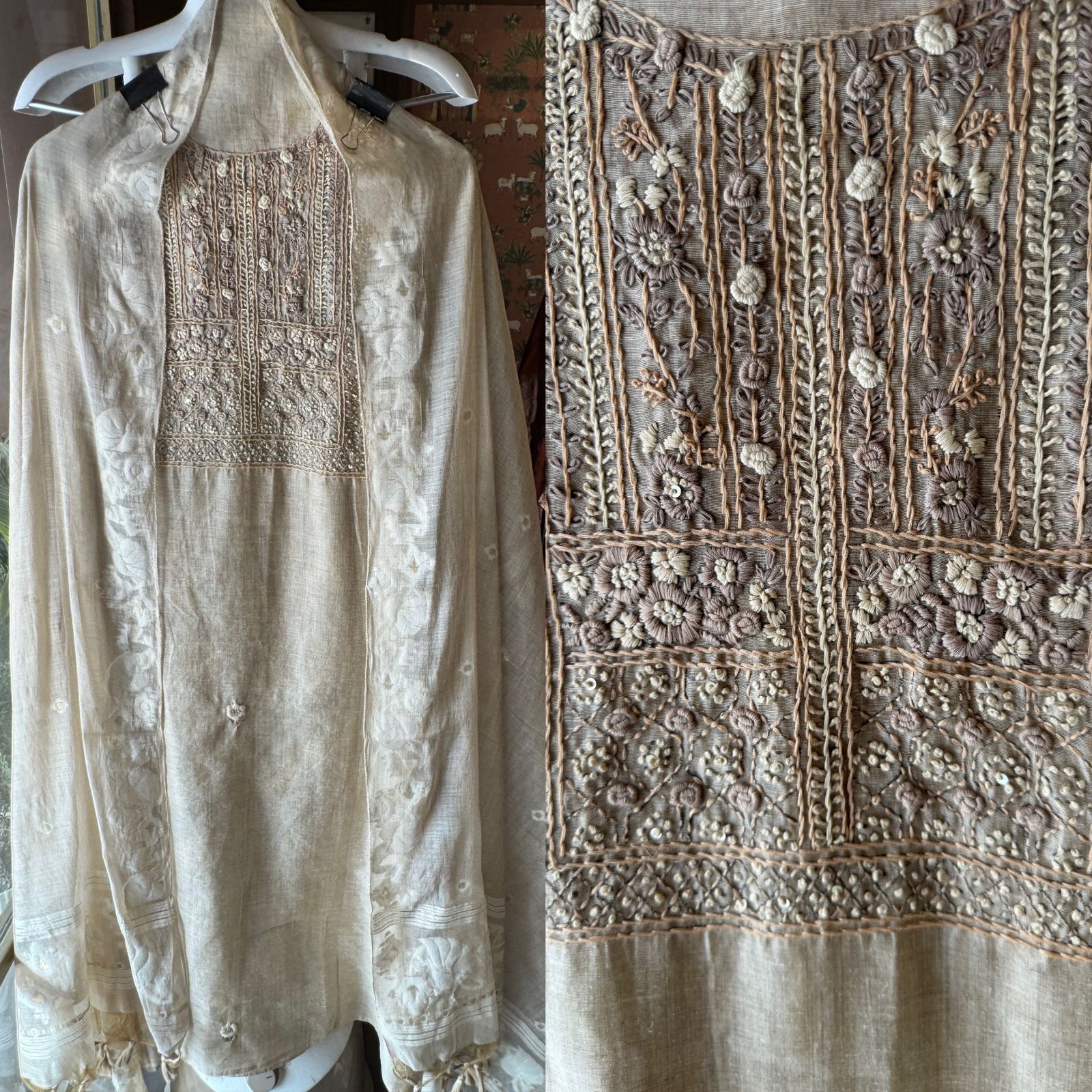 Pure jaamdaani Unstitched Suit