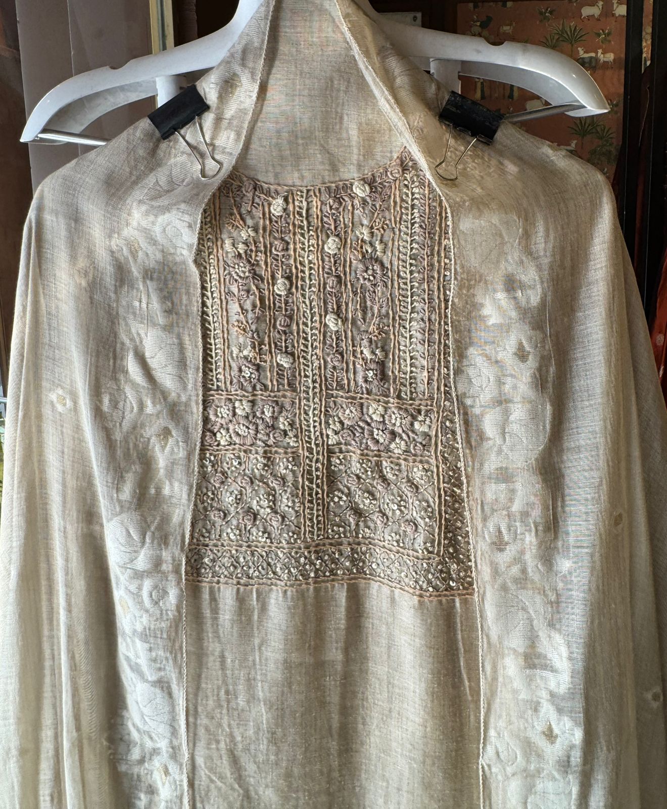 Pure jaamdaani Unstitched Suit