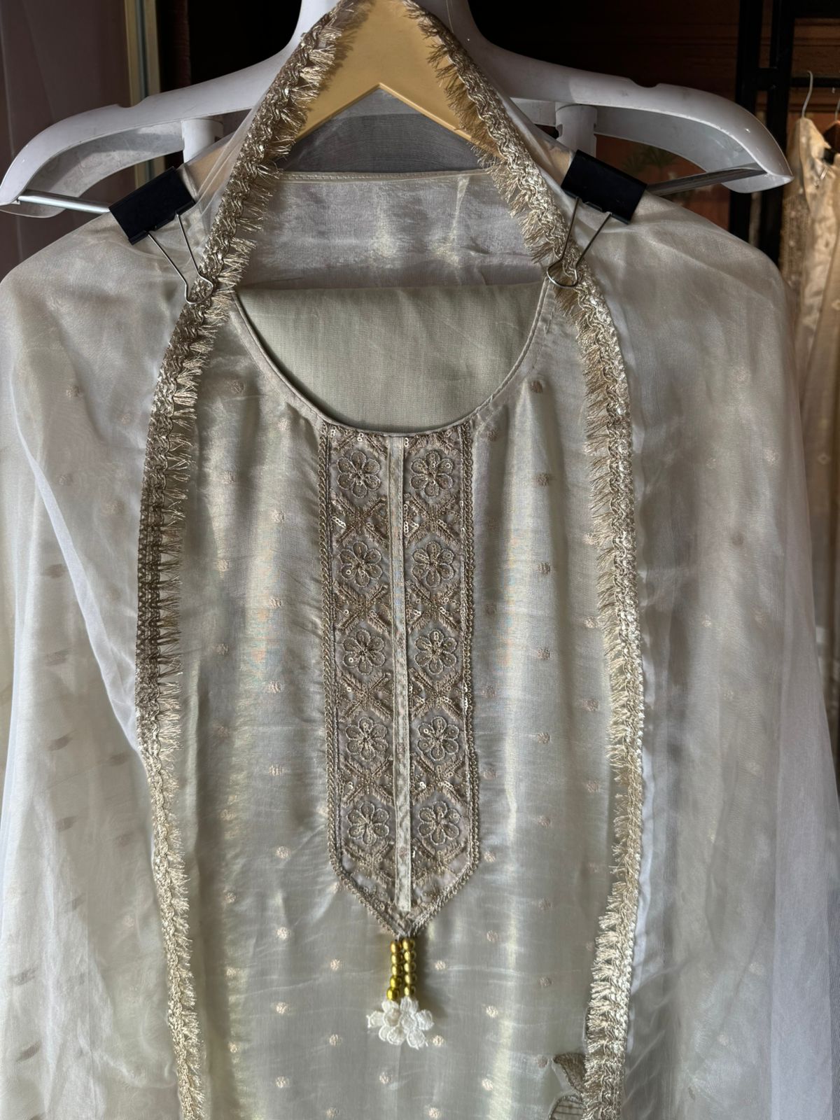 Soft shimmer tissue Unstitched Full size shirt