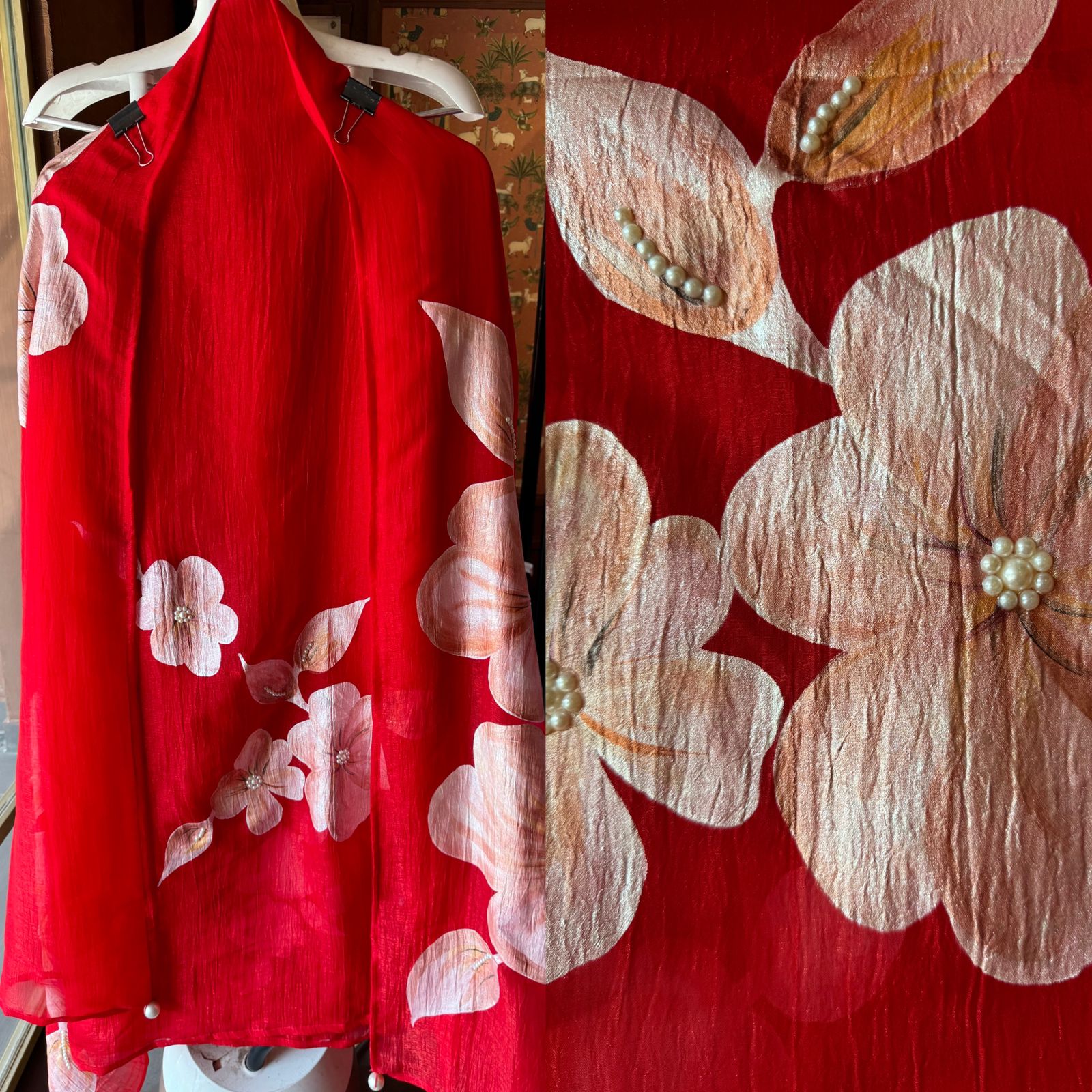 Presenting a very gorgeous Kareena Kapoor inspired Red hand painted suit