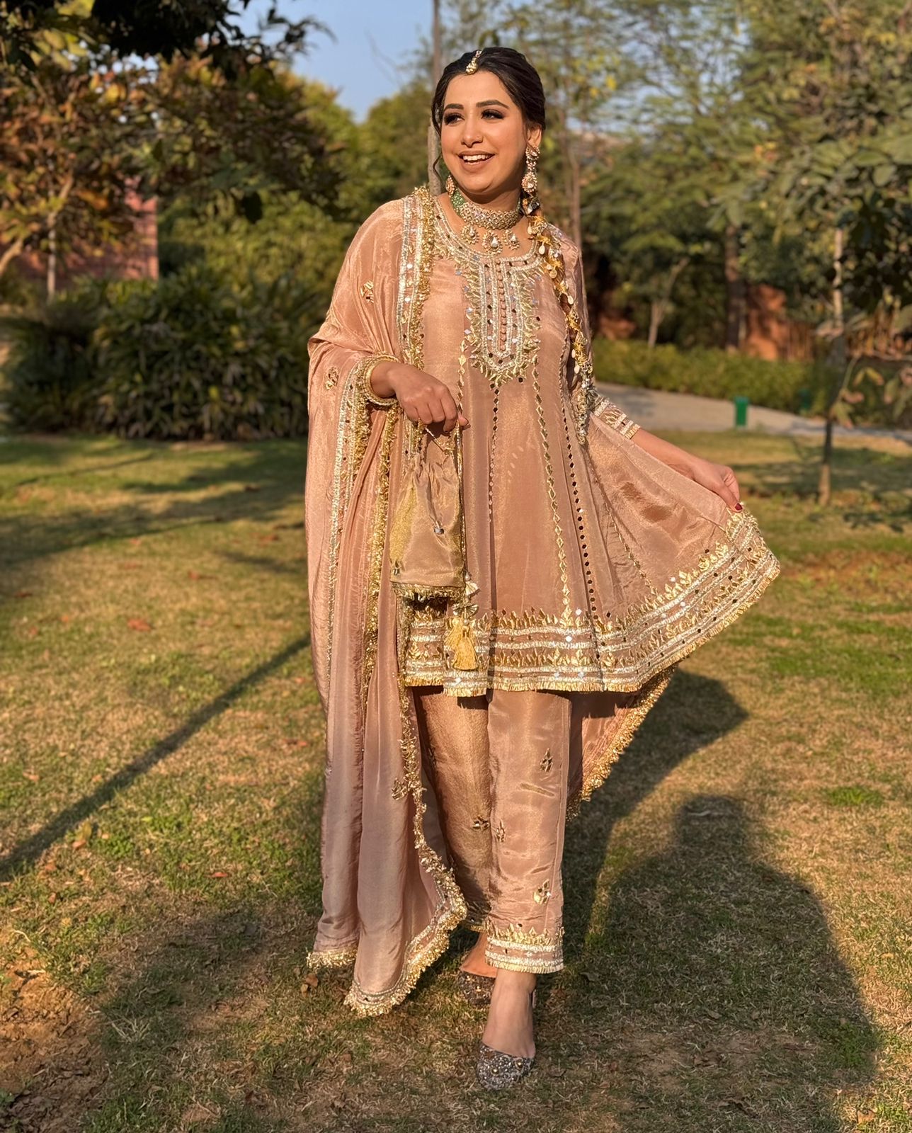 Presenting a very elegant full flared gota Patti Anarkali