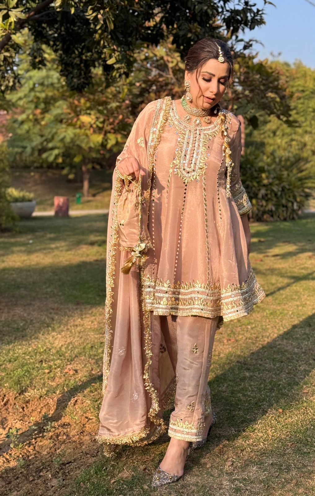 Presenting a very elegant full flared gota Patti Anarkali