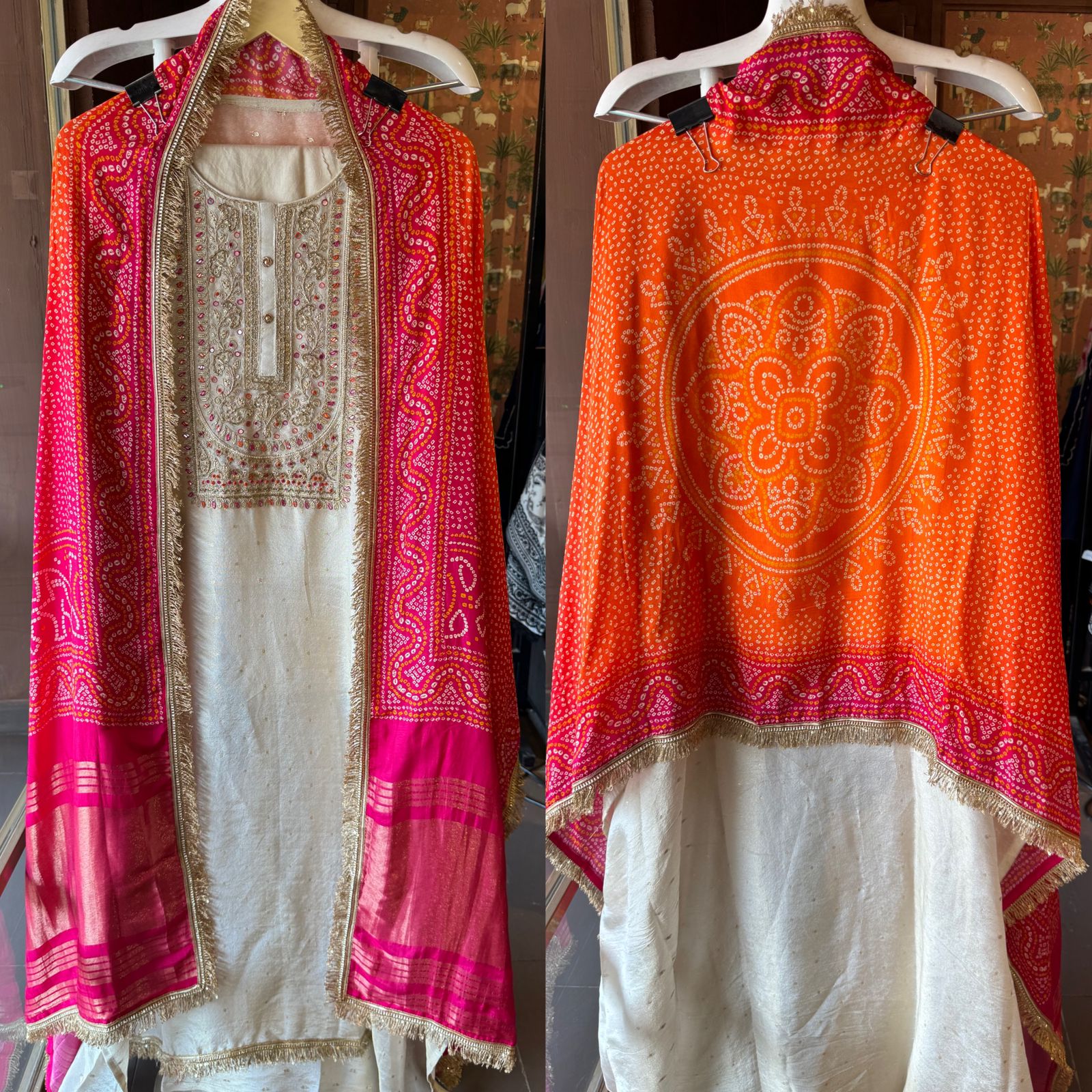 Pure shimmer tissue unstitched Kurta