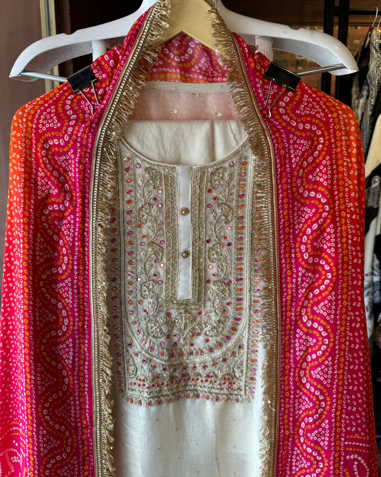 Pure shimmer tissue unstitched Kurta