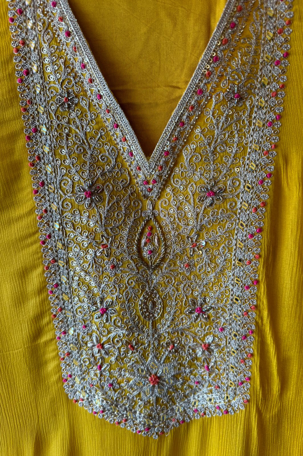Pure chinon Unstitched Kurta design