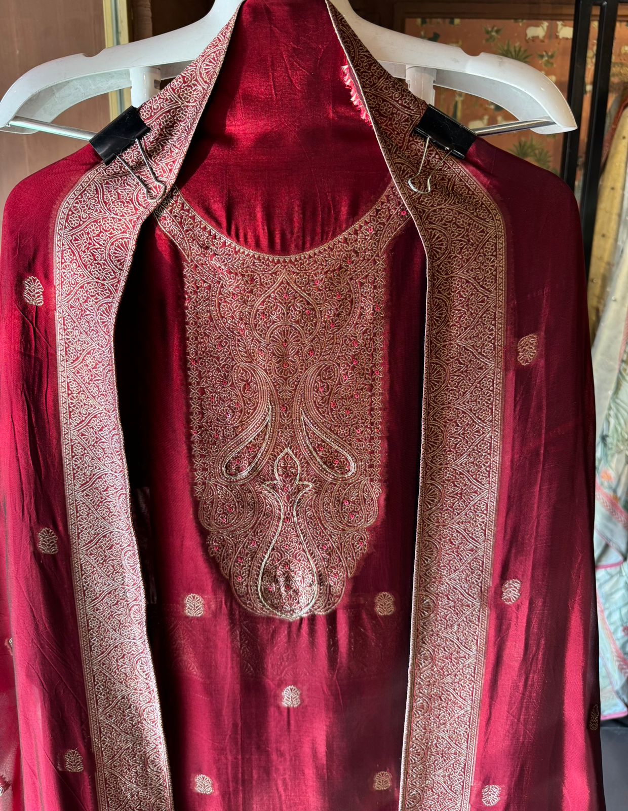 Pure 100% silk Suits with zari weavings