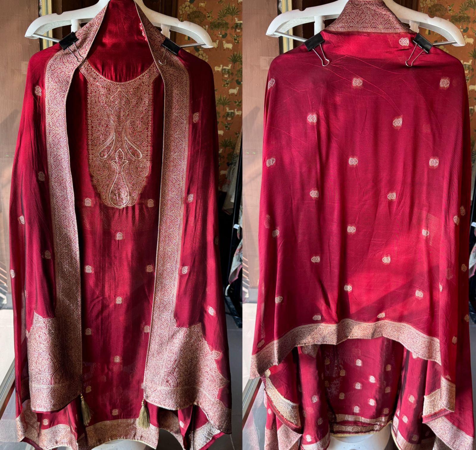 Pure 100% silk Suits with zari weavings