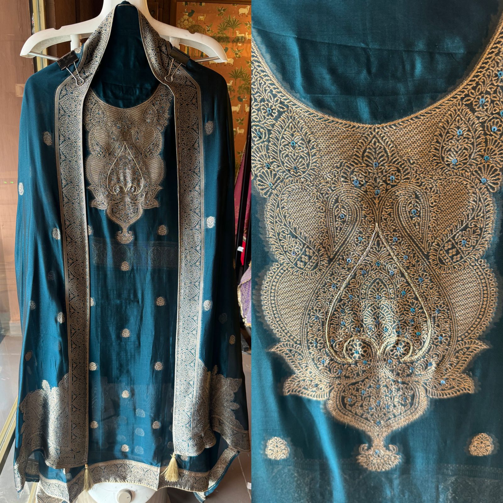 Pure 100% silk Suits with zari weavings concept