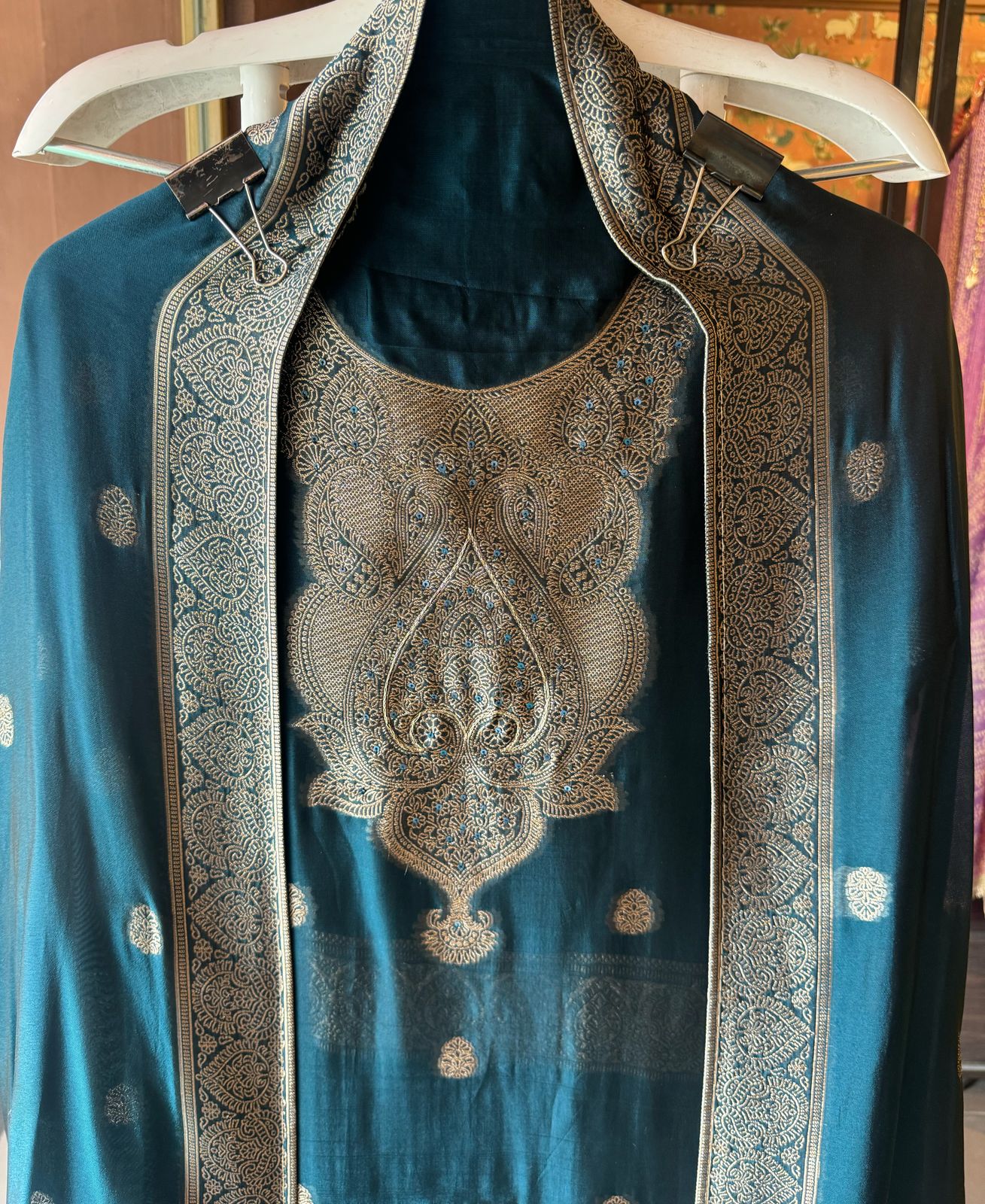 Pure 100% silk Suits with zari weavings concept