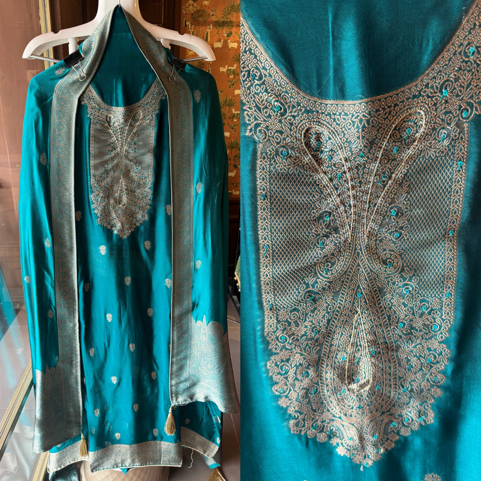 Pure 100% silk Suits with zari weavings concept