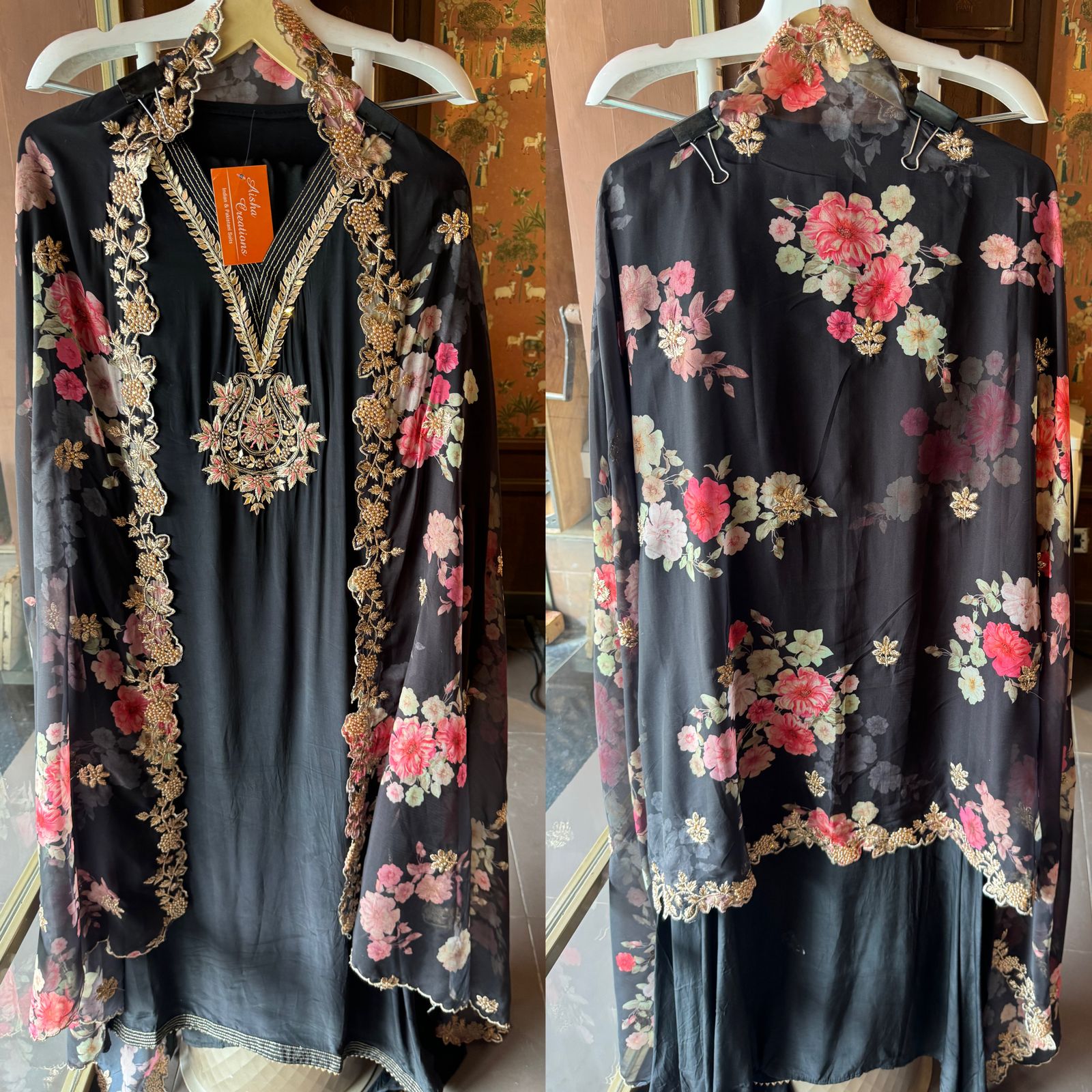 Pure crepe Shirt Unstitched and full in size