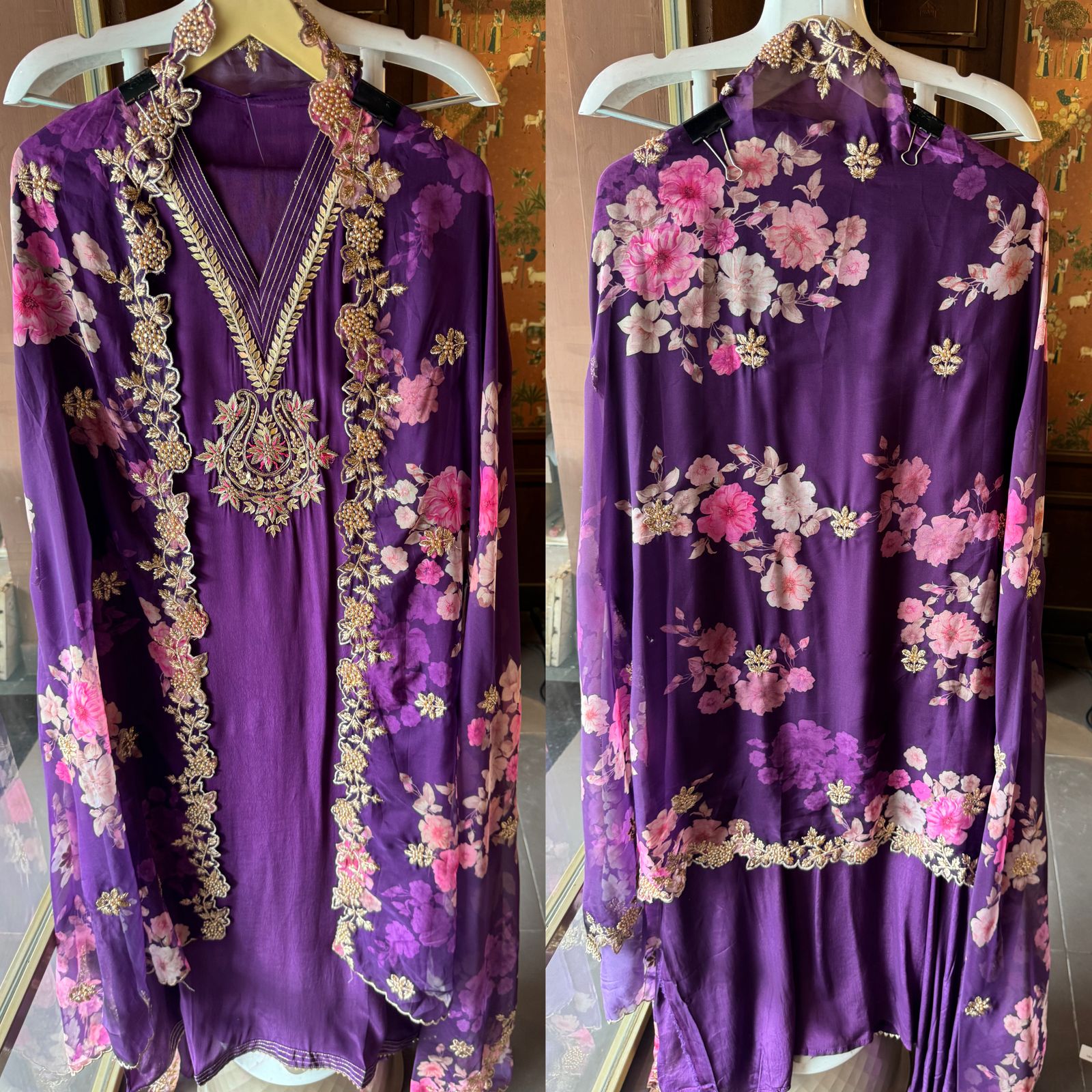 Pure crepe Shirt Unstitched and full in size