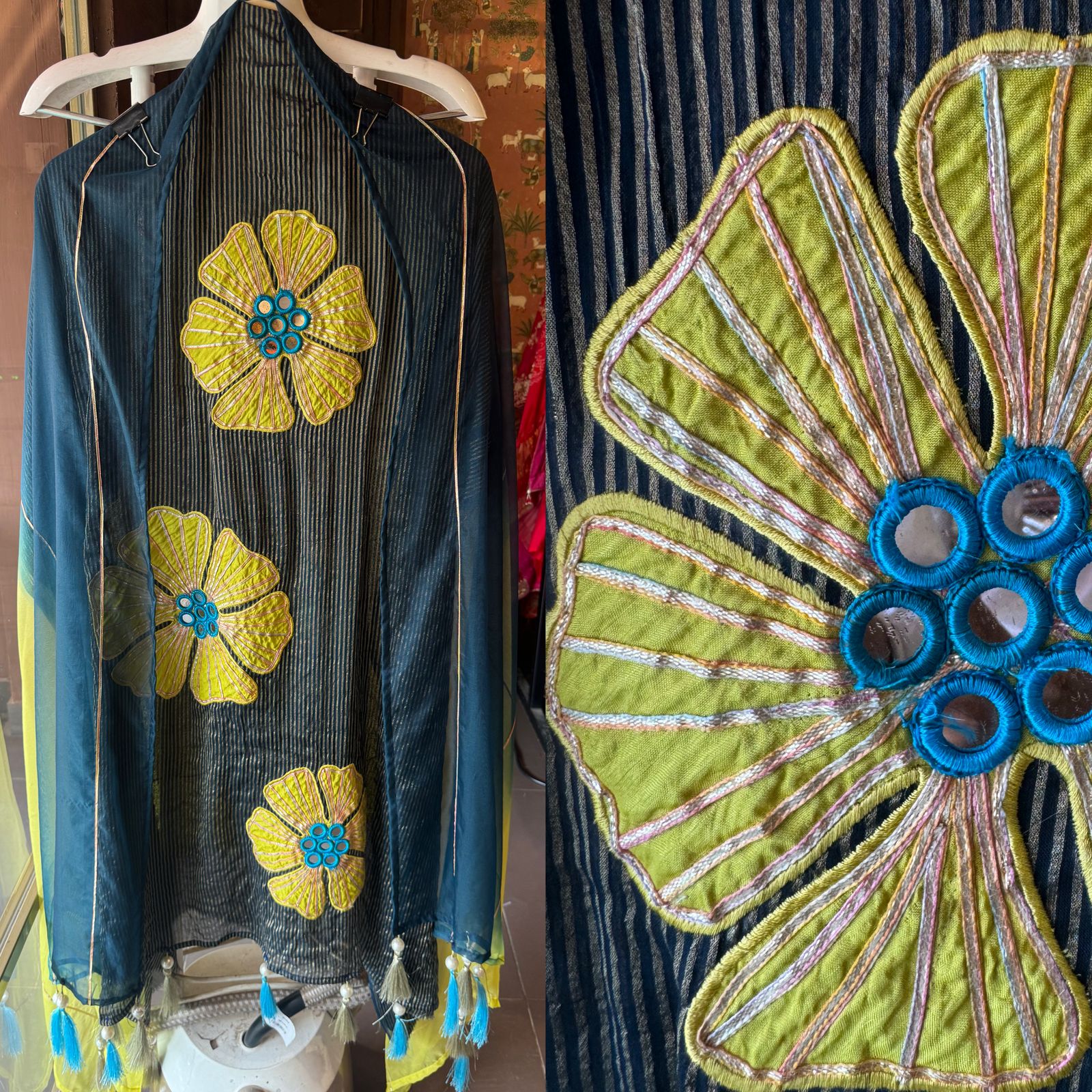 Presenting very beautiful 3D floral soft tissue silk shirt