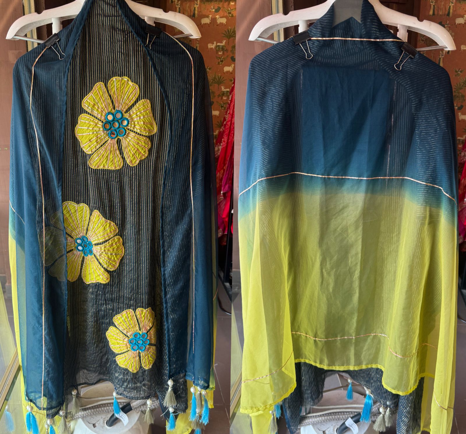 Presenting very beautiful 3D floral soft tissue silk shirt