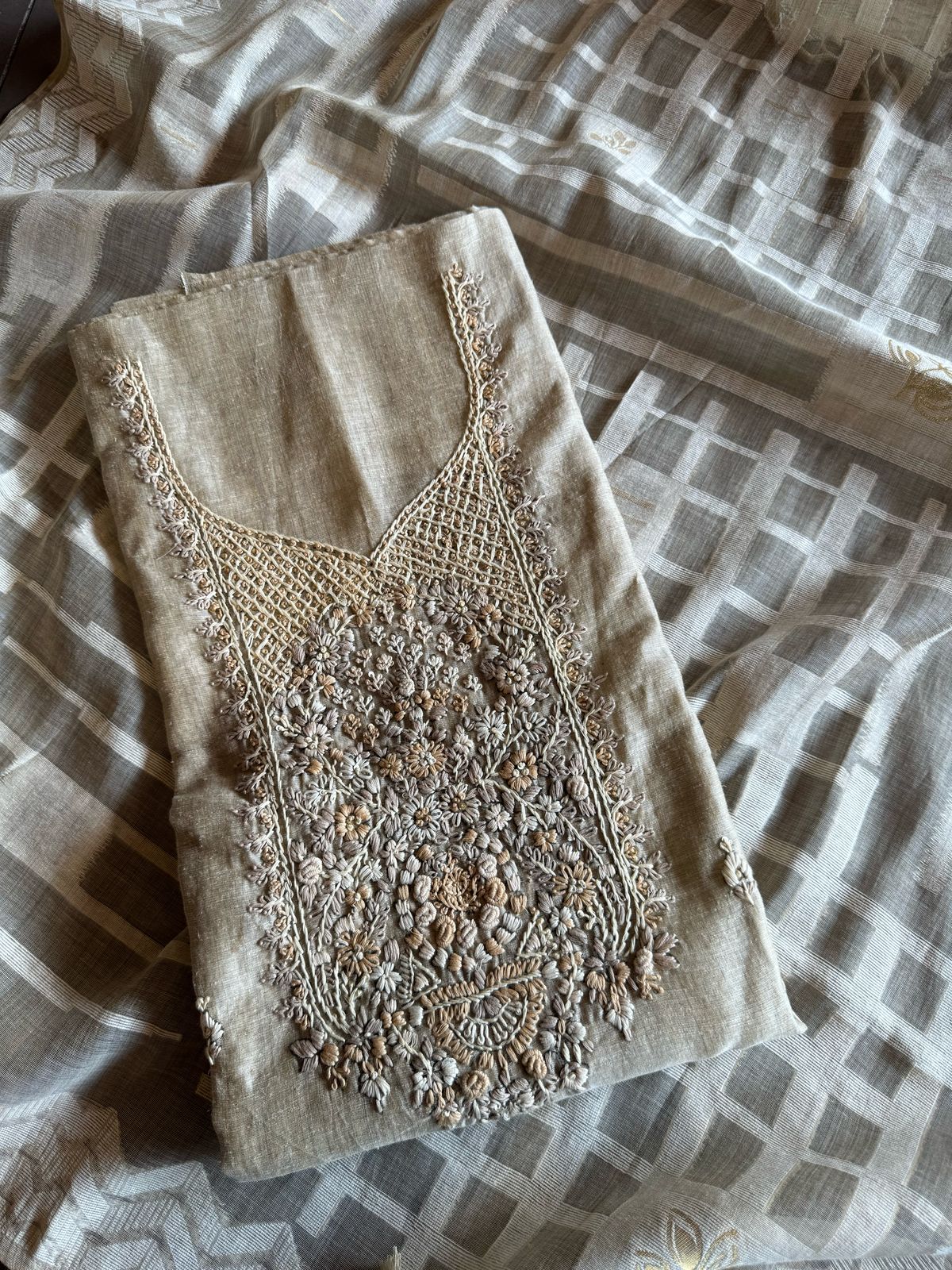 Pure jaamdaani Unstitched Suit