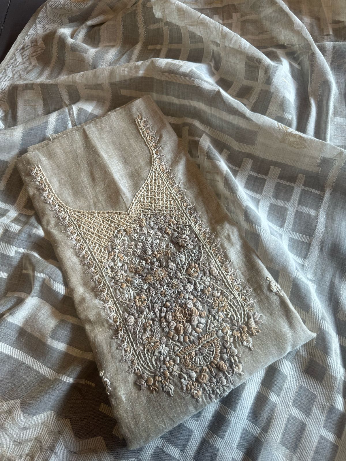 Pure jaamdaani Unstitched Suit