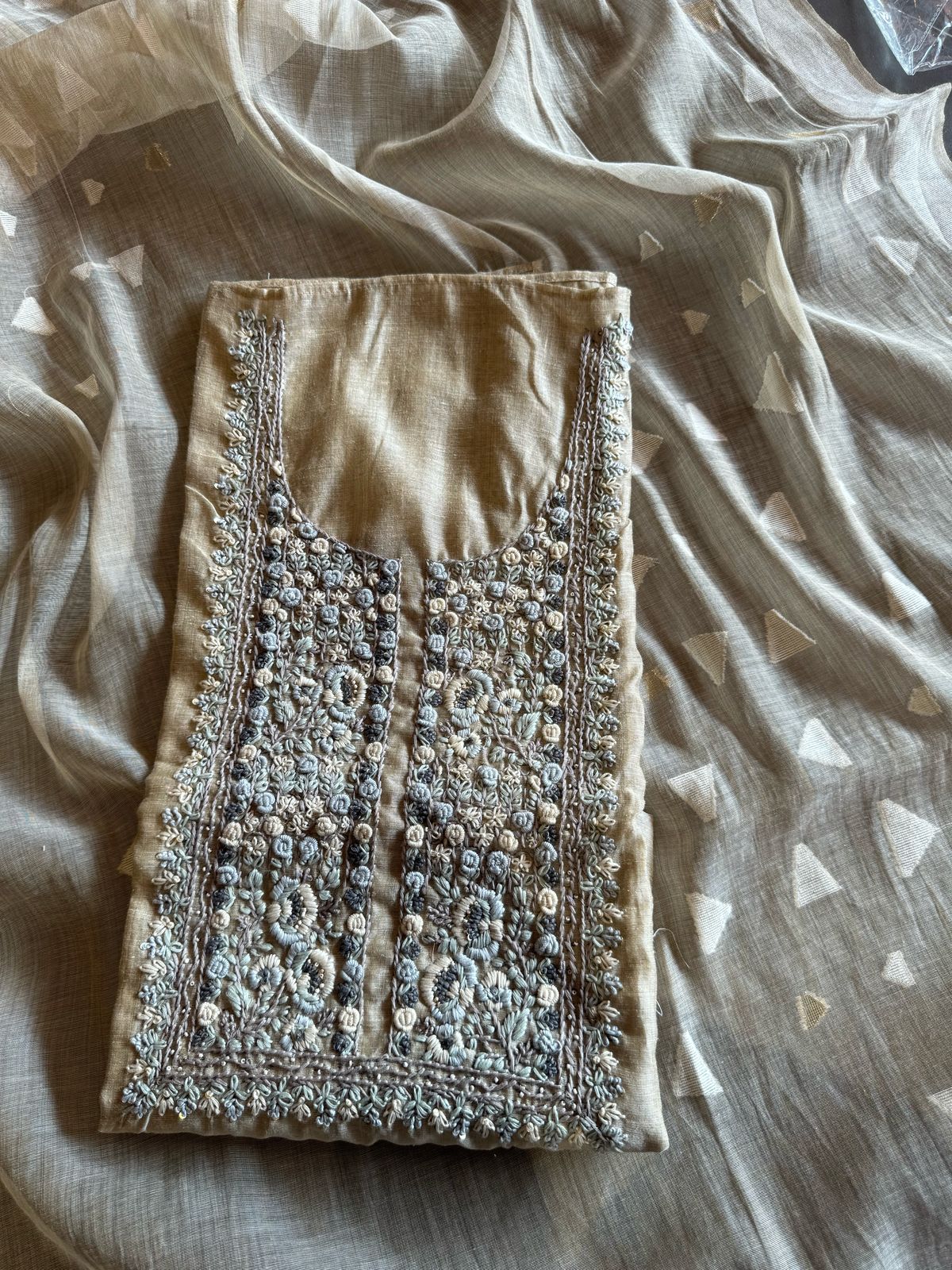 Pure jaamdaani Unstitched Suit