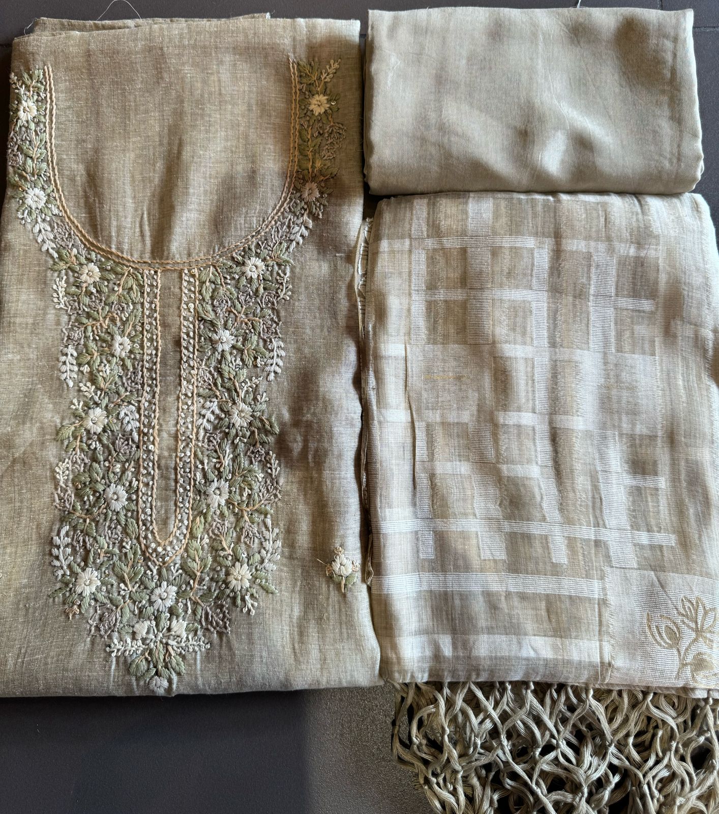 Pure jaamdaani Unstitched Suit