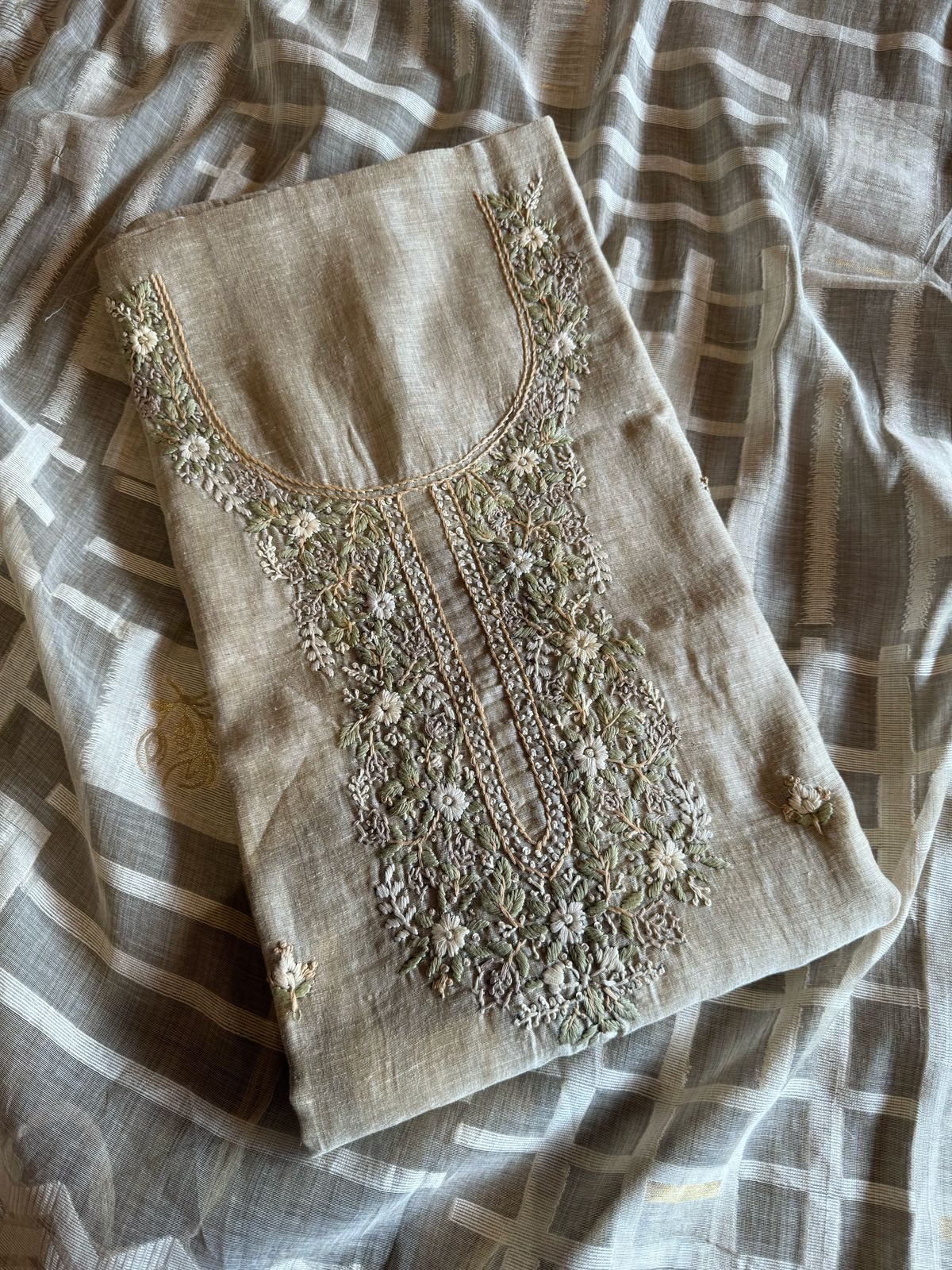 Pure jaamdaani Unstitched Suit