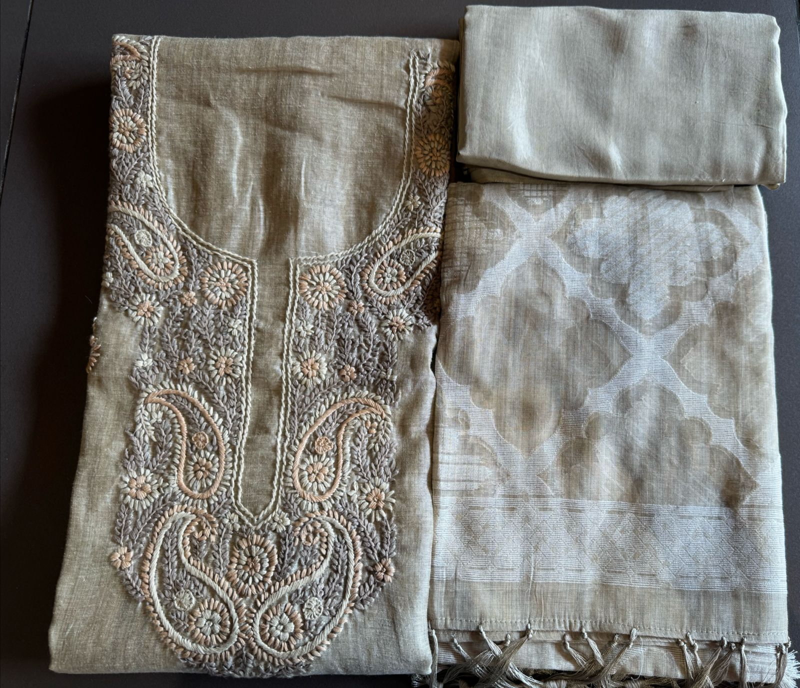 Pure jaamdaani Unstitched Suit