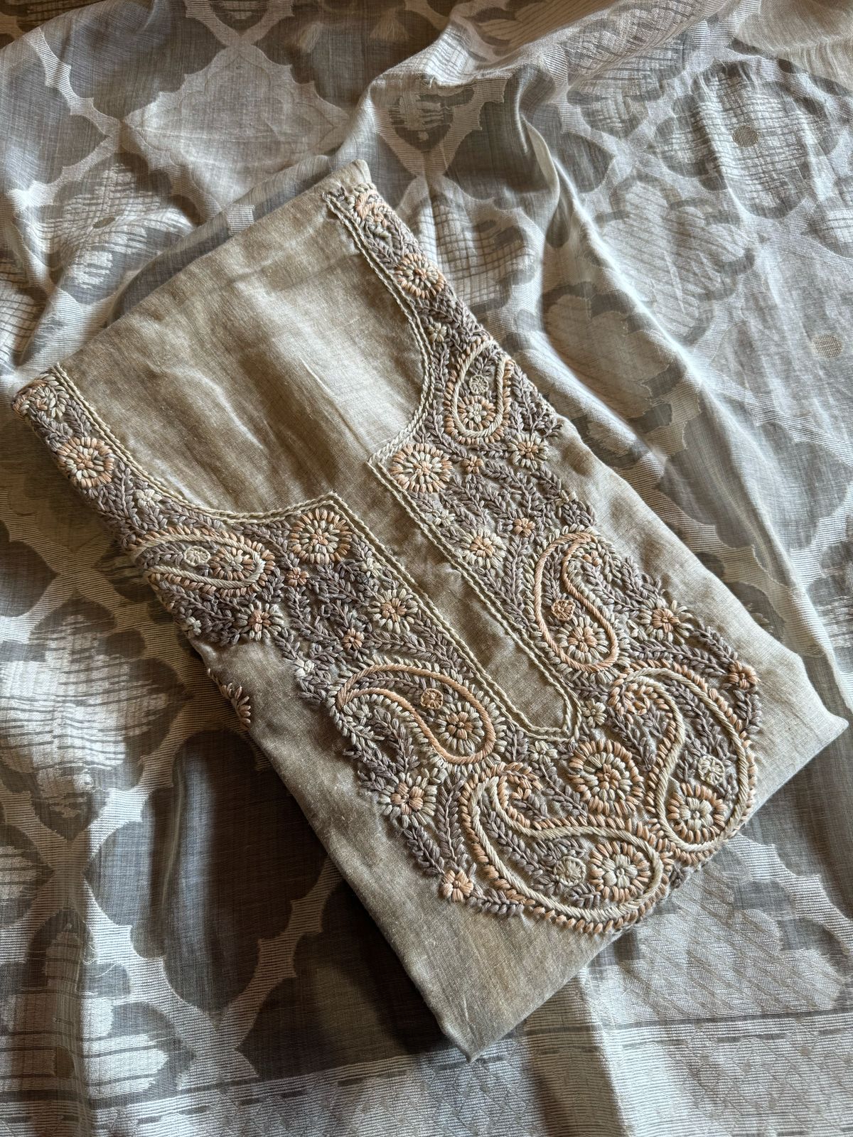 Pure jaamdaani Unstitched Suit