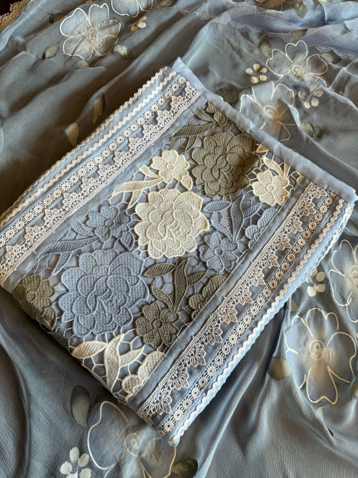 Pure soft organza  unstitched Suit