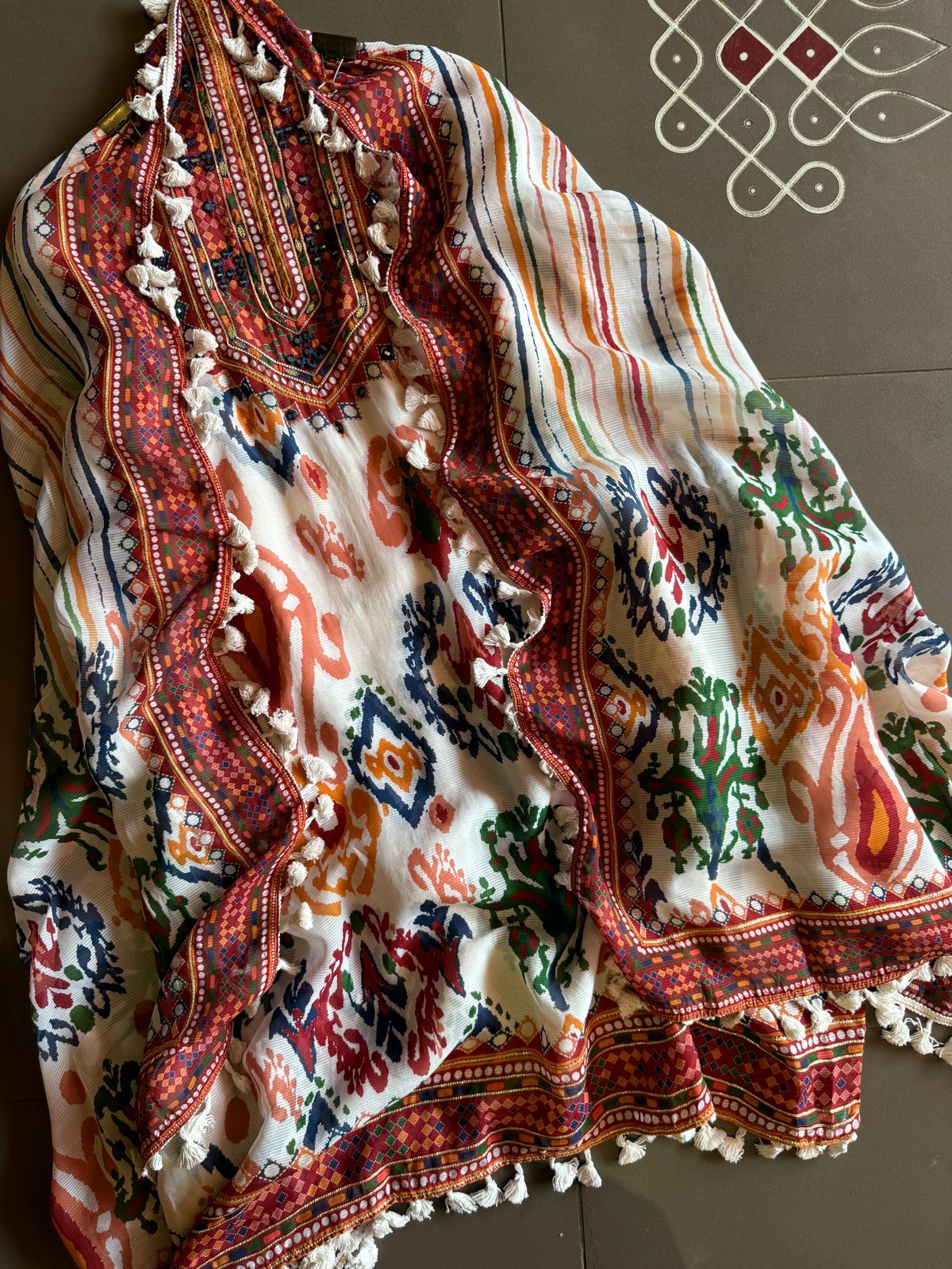 Self organza unstitched shirt