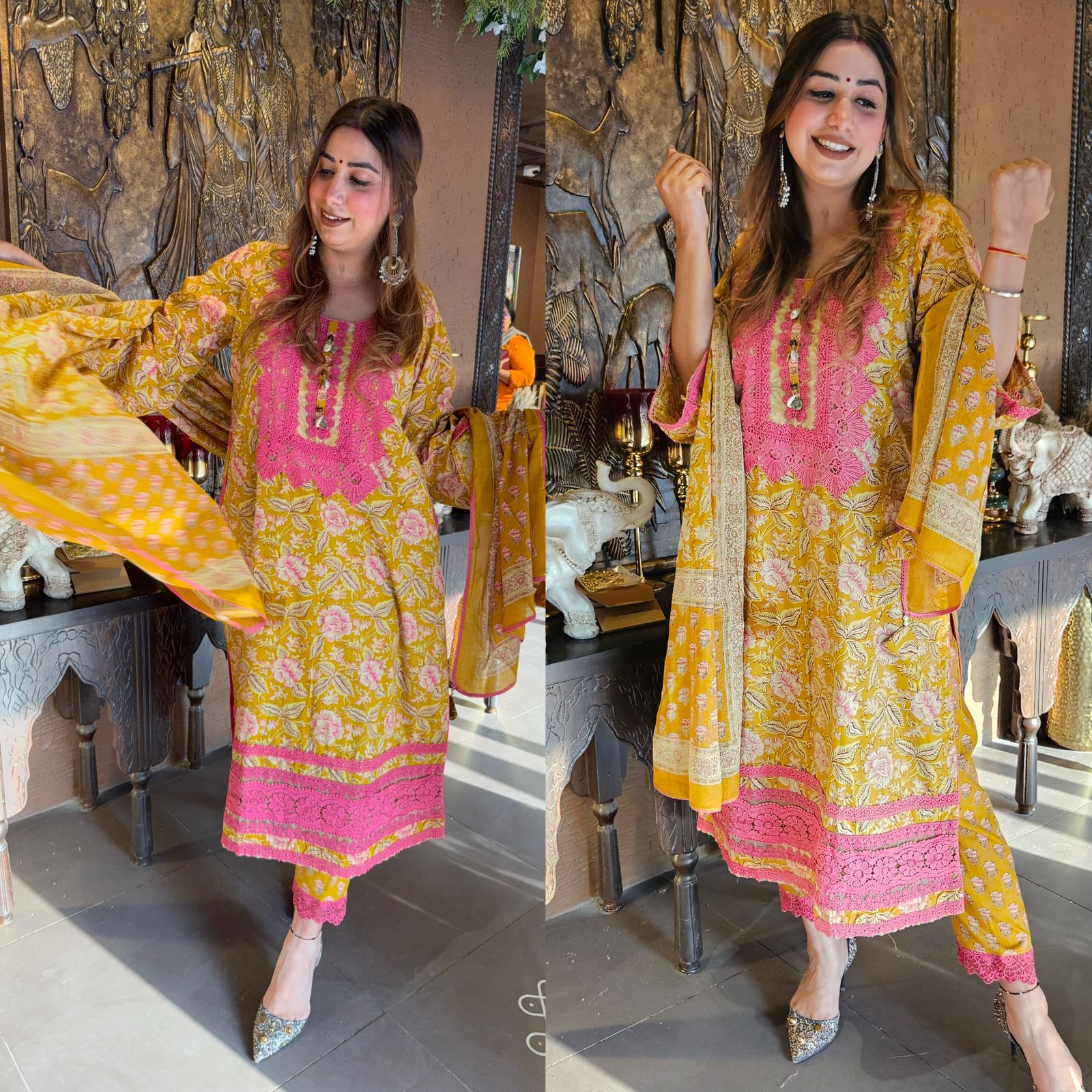 100% Pure organic Cotton suits collection with beautiful Block printing