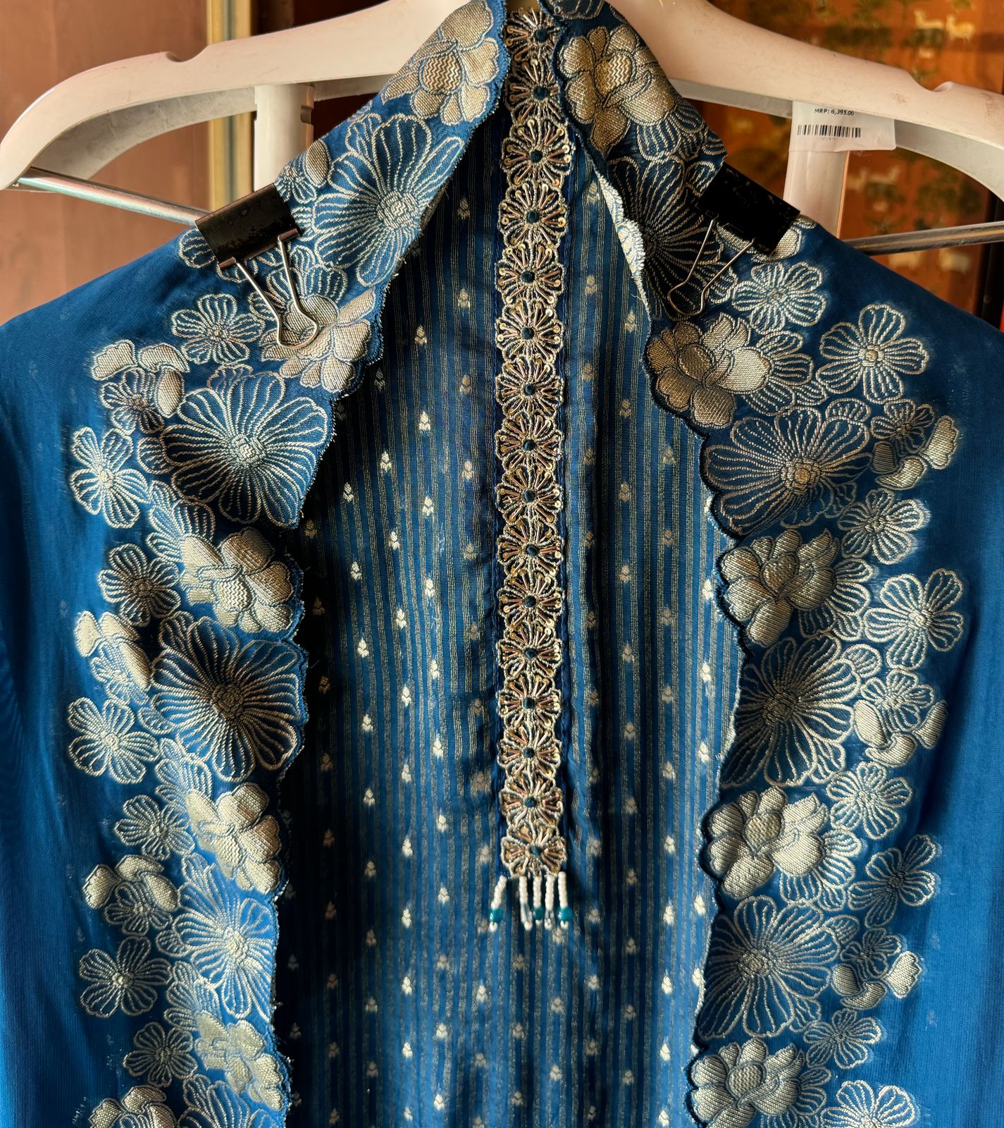 Self organza Bootidaar shirt with embroidered floral