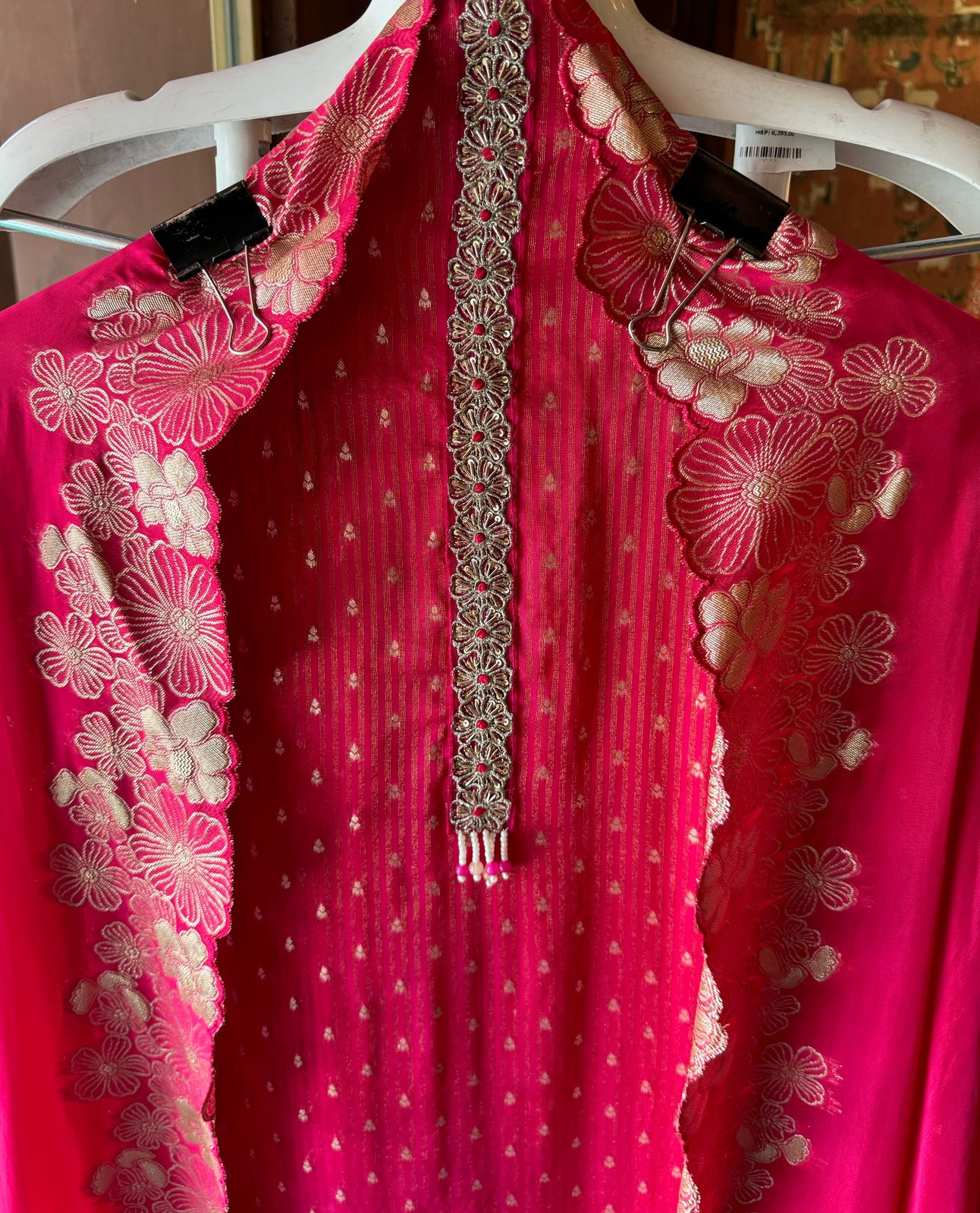 Self organza Bootidaar shirt with embroidered floral