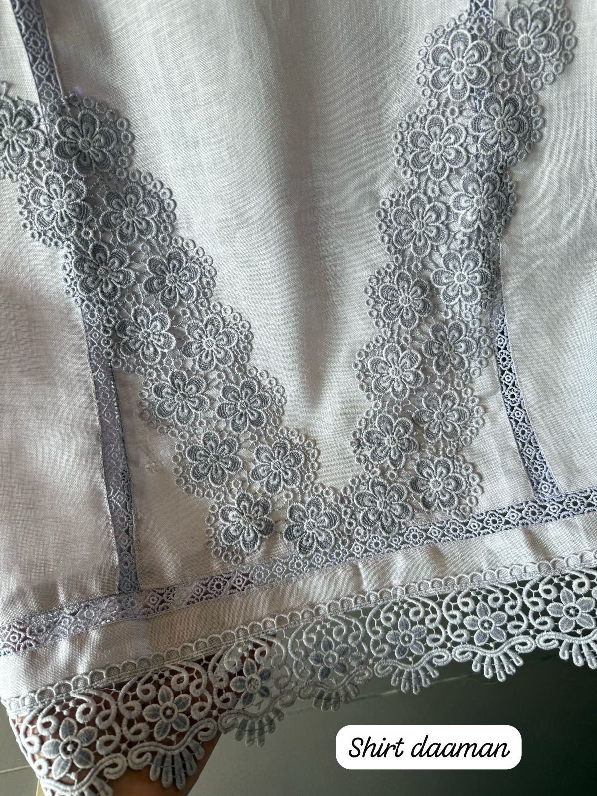 Cotton Linen semi stitched Designer casual suits with Floral crochia