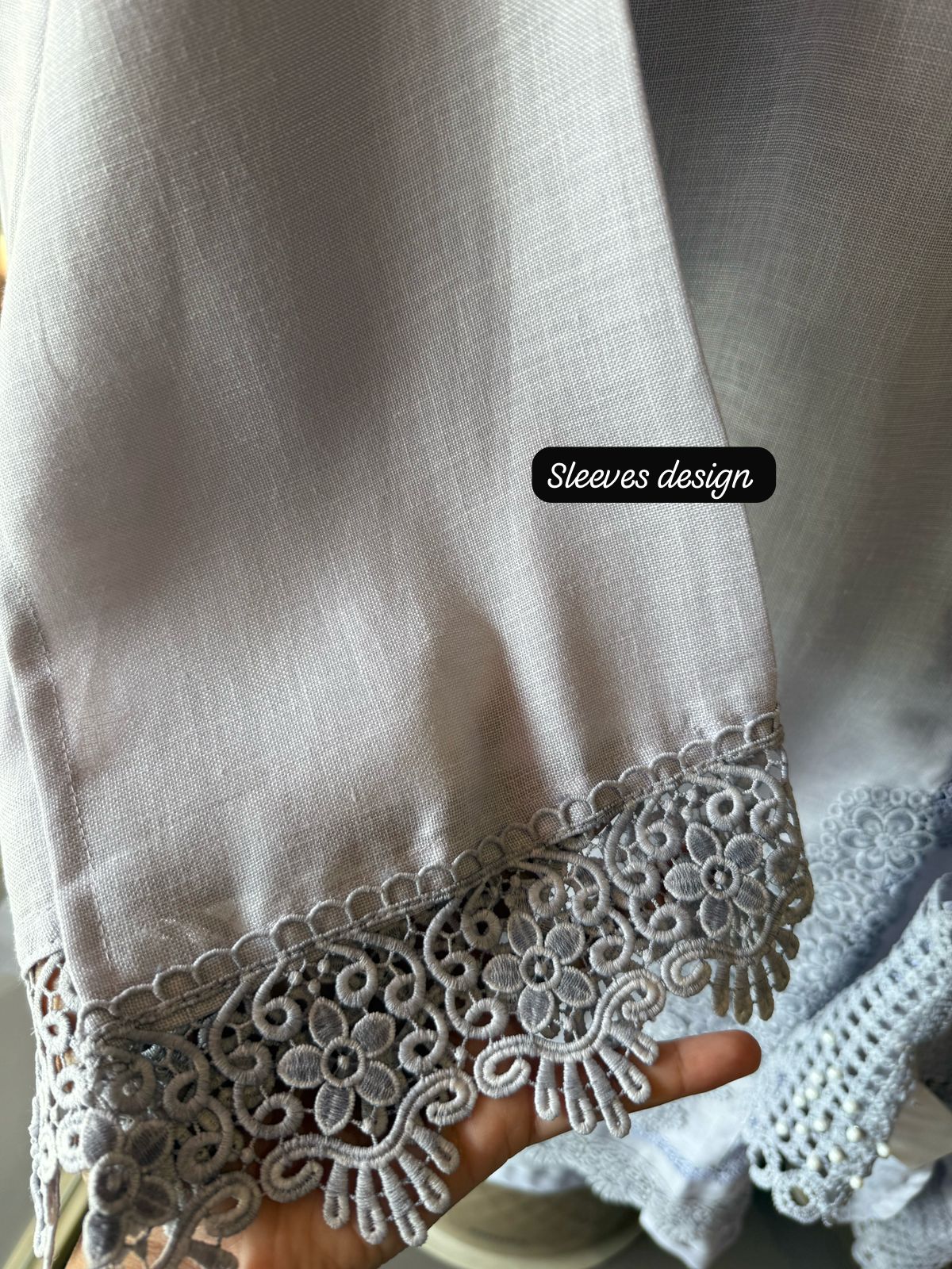 Cotton Linen semi stitched Designer casual suits with Floral crochia