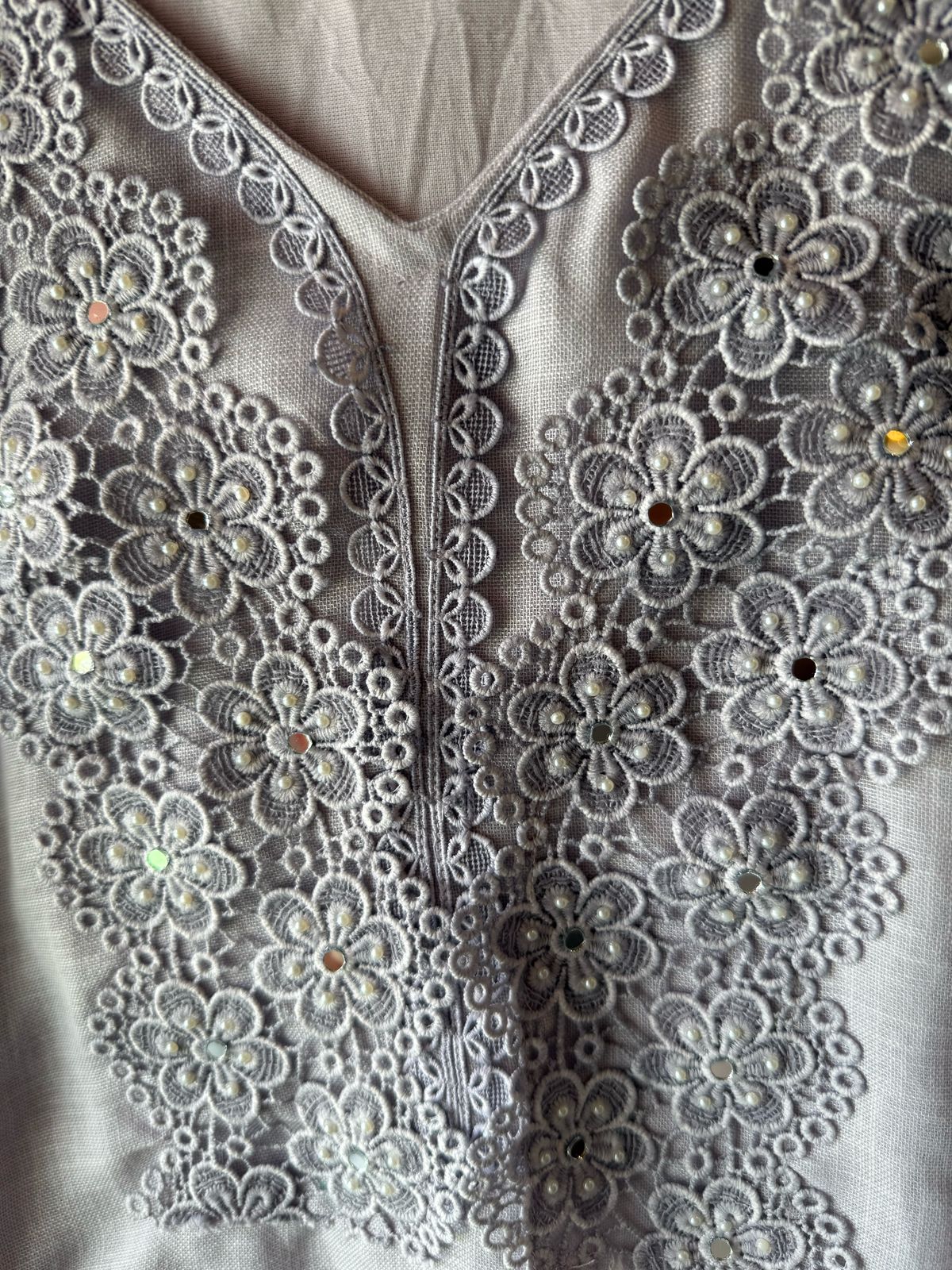 Cotton Linen semi stitched Designer casual suits with Floral crochia