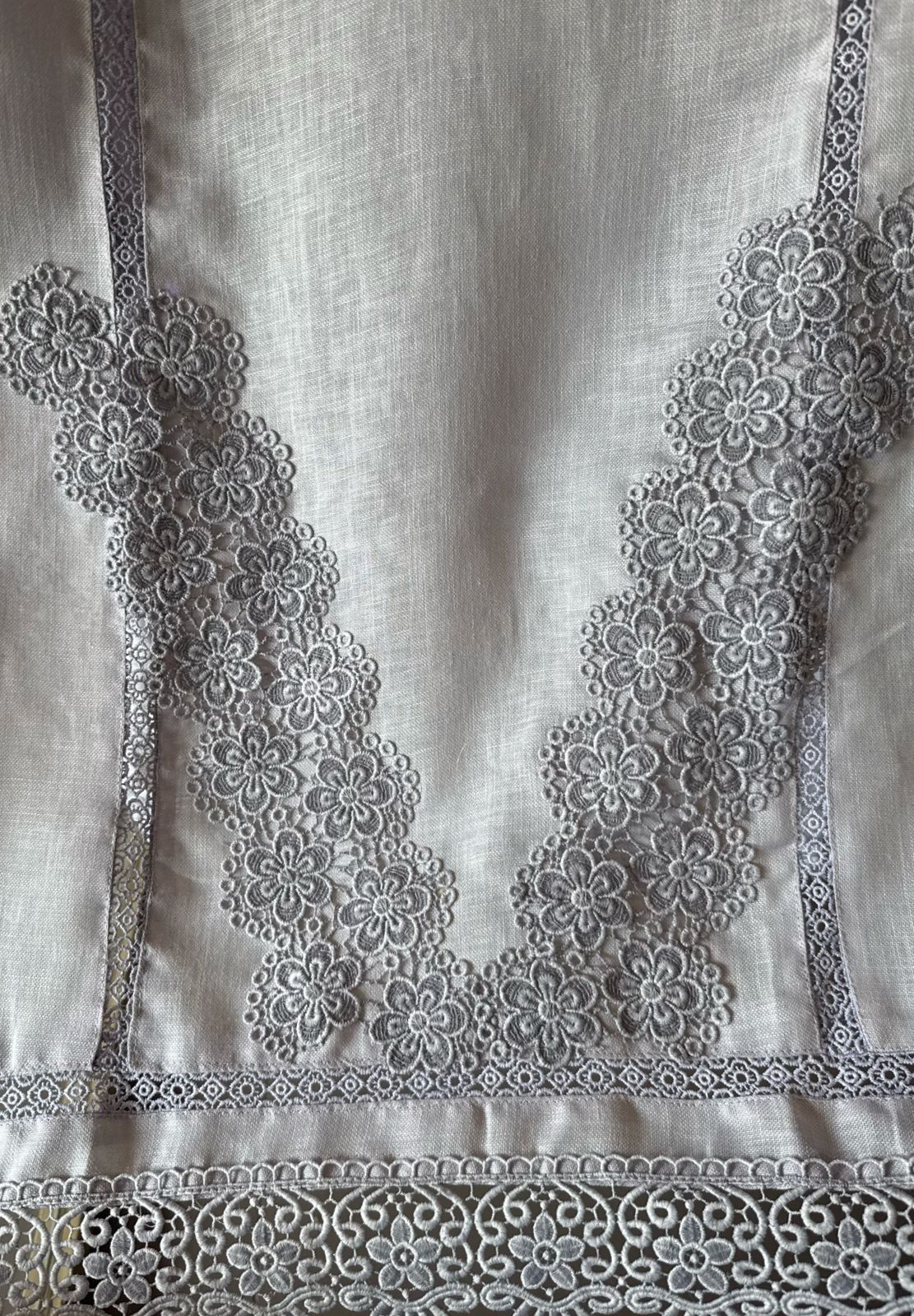 Cotton Linen semi stitched Designer casual suits with Floral crochia