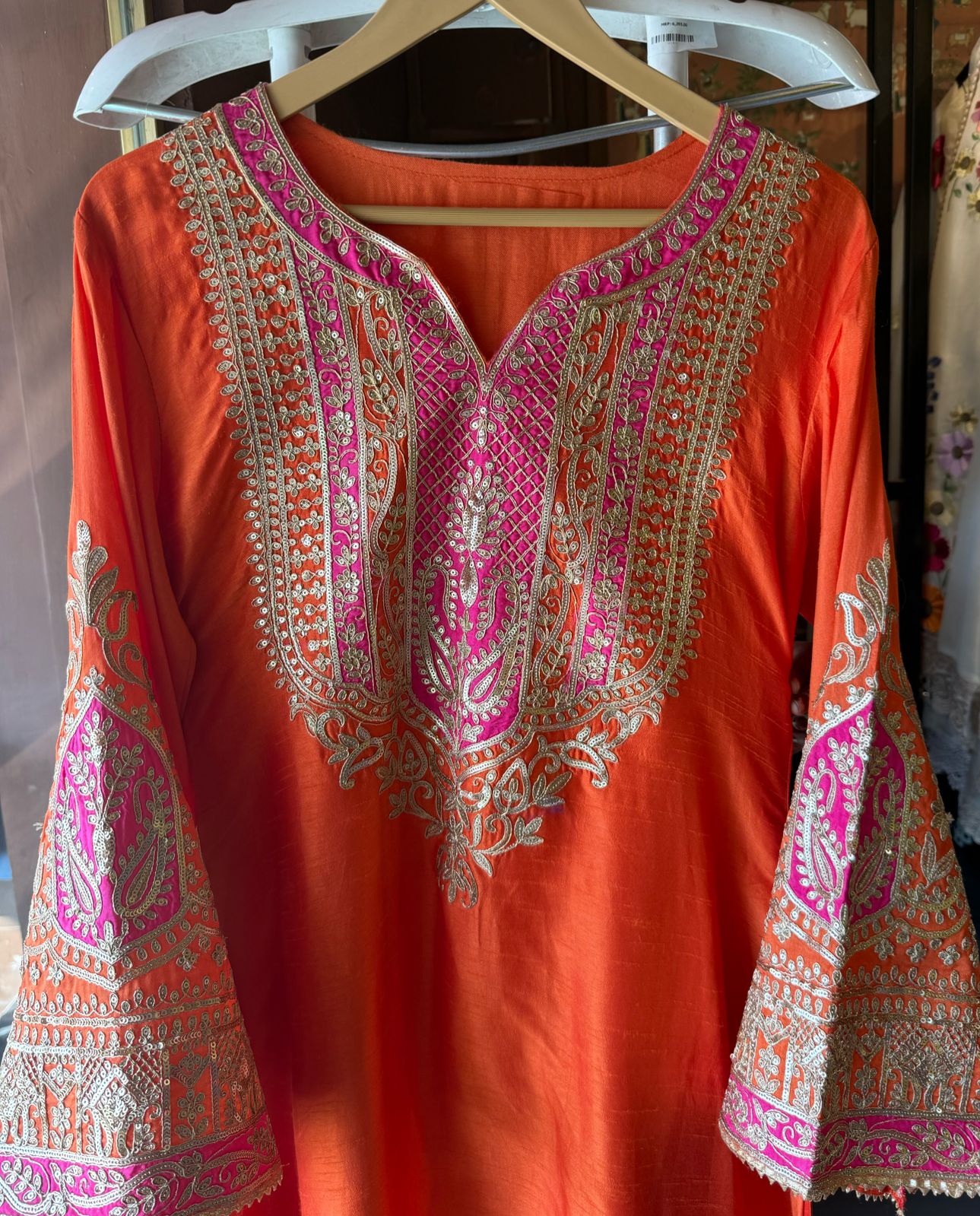 Pure 100% raw silk Kurta with Very beautiful Gold