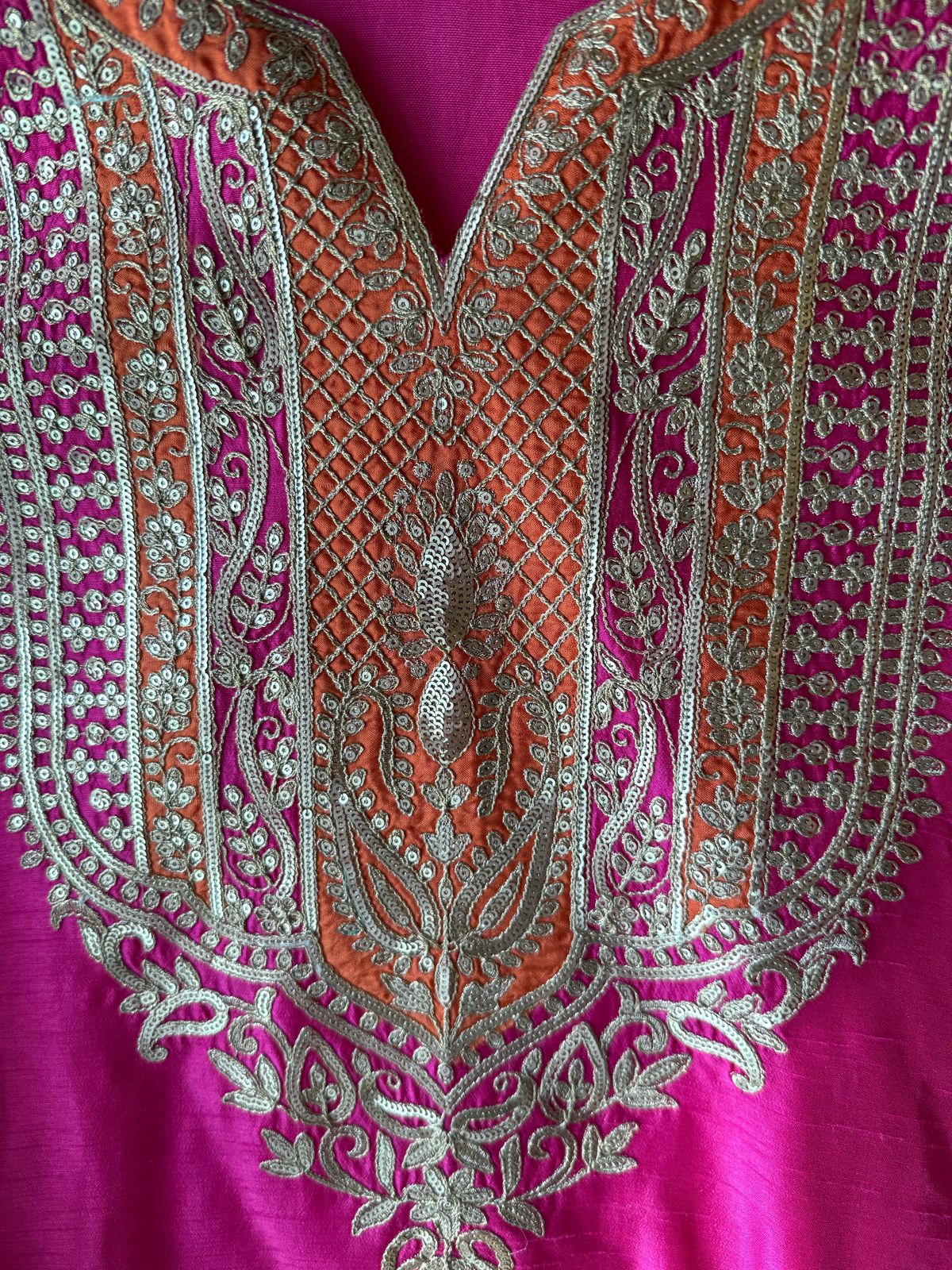 Pure 100% raw silk Kurta with Very beautiful Gold Zari