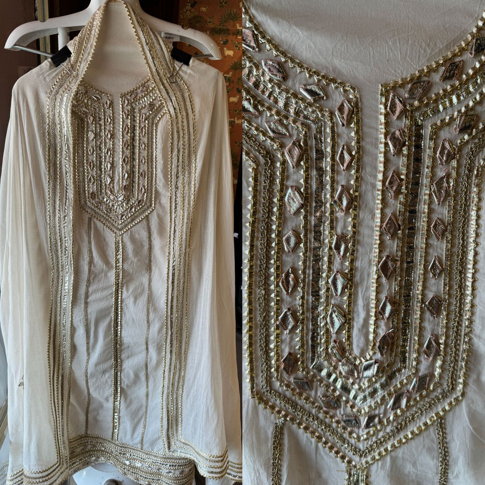 Mul Mul cotton Unstitched kurta