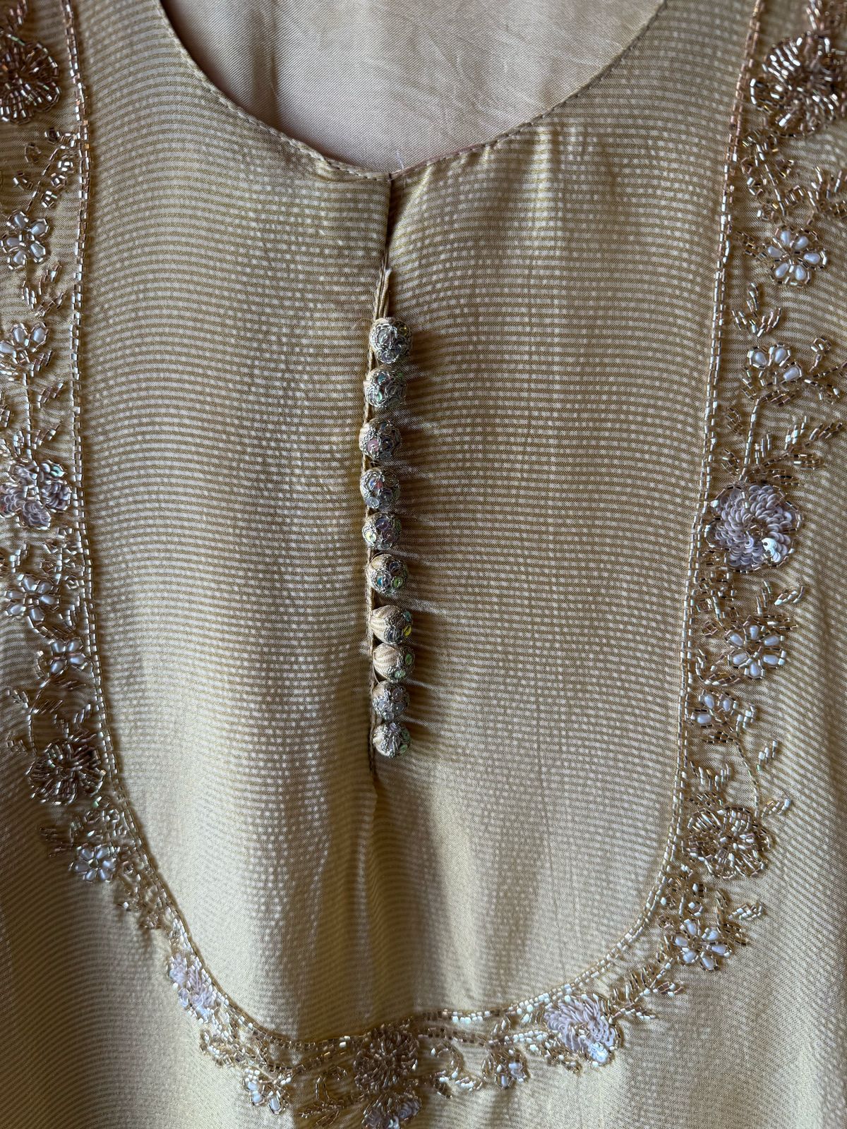 Self Tissue Kurta with Gold lurex Semi stitched shirt