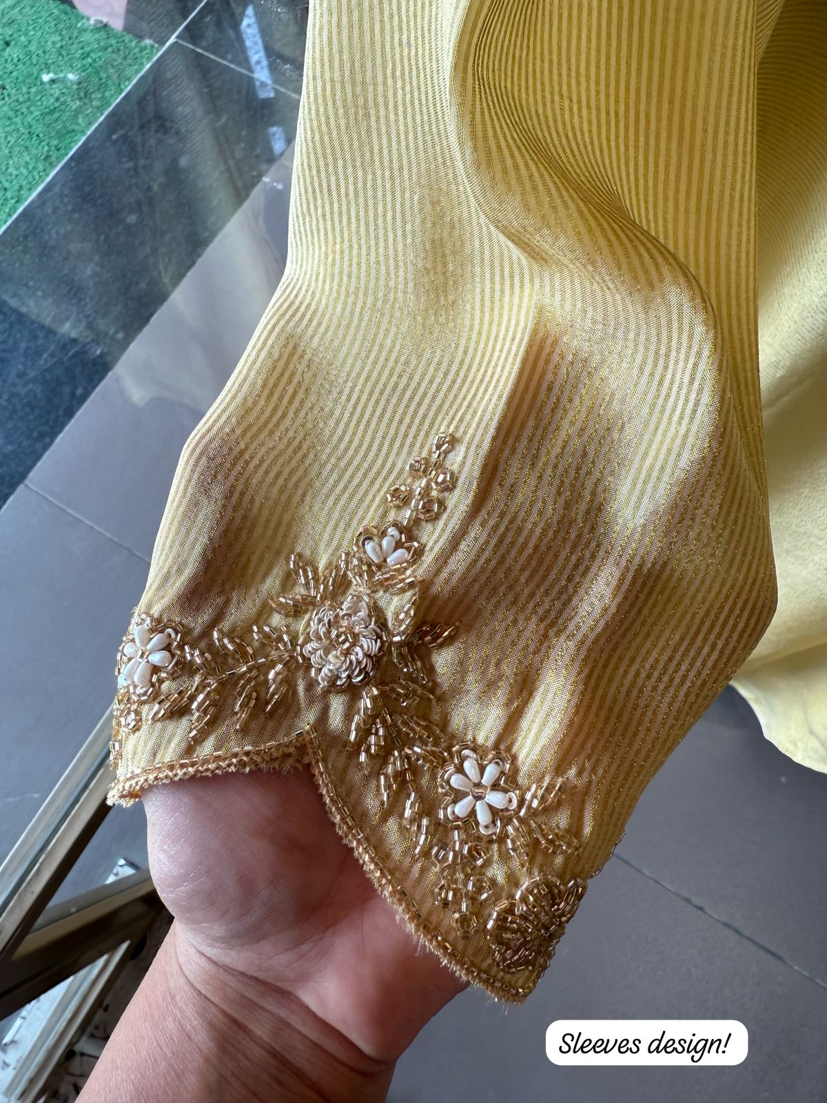 Self Tissue Kurta with Gold lurex Semi stitched shirt