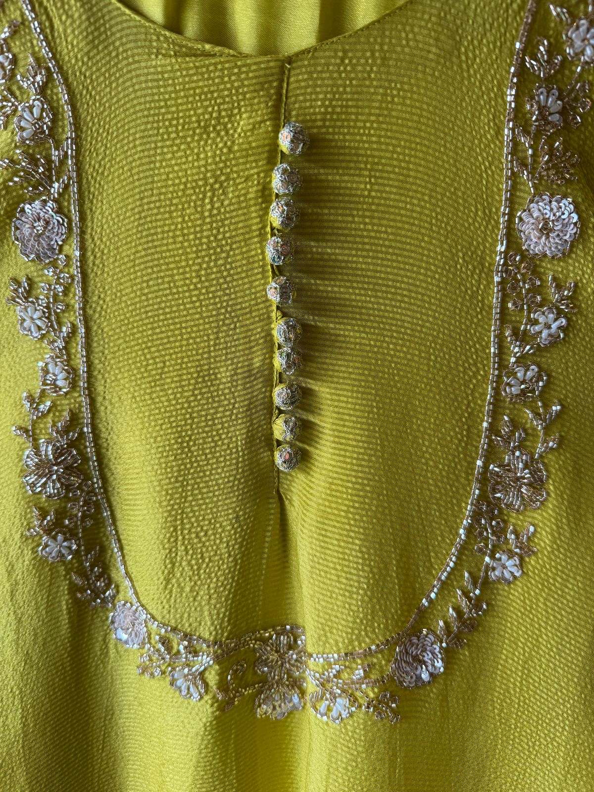 Self Tissue Kurta with Gold lurex Semi stitched shirt