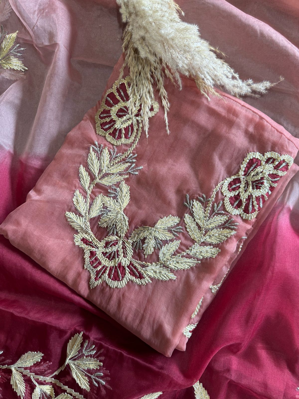 Pure organza unstitched Shirt