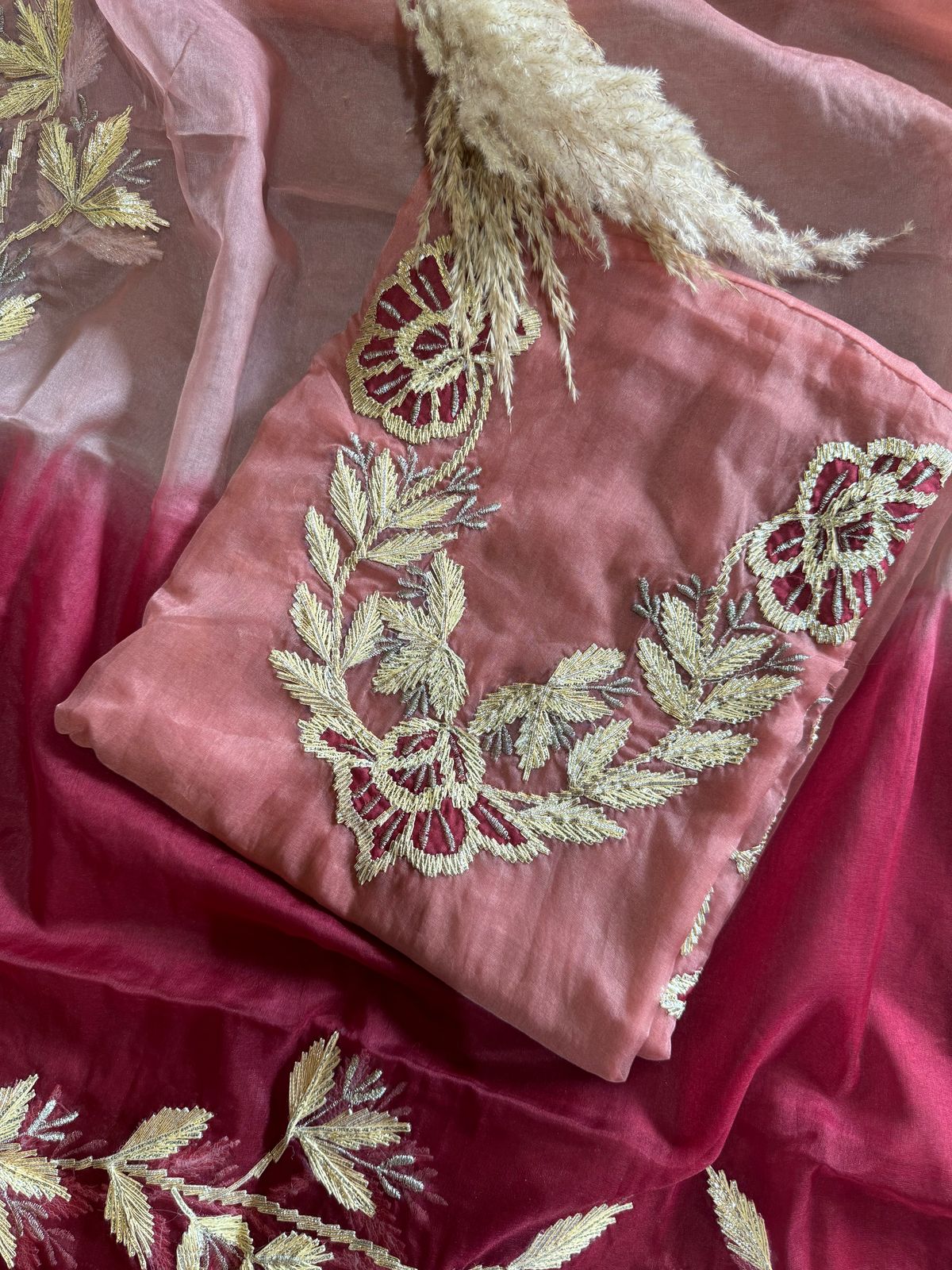 Pure organza unstitched Shirt