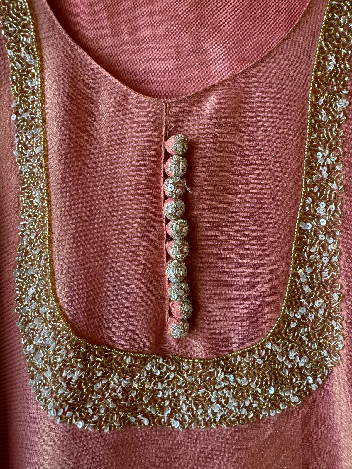 Self Tissue Kurta with Gold lurex Semi stitched shirt