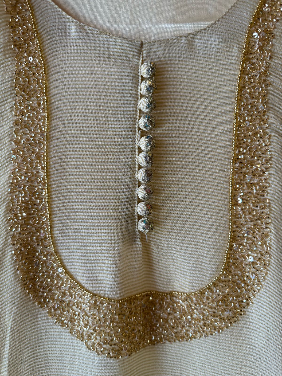 Self Tissue Kurta with Gold lurex Semi stitched shirt