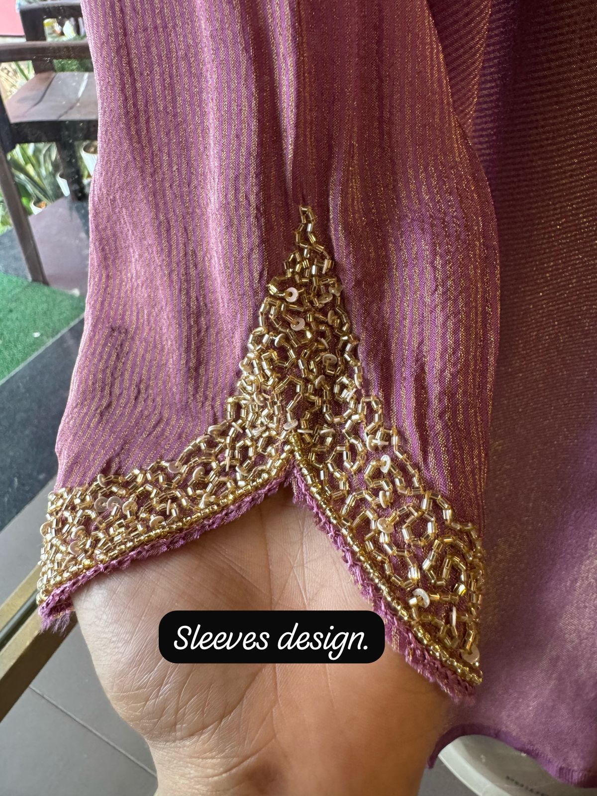 Self Tissue Kurta with Gold lurex Semi stitched shirt