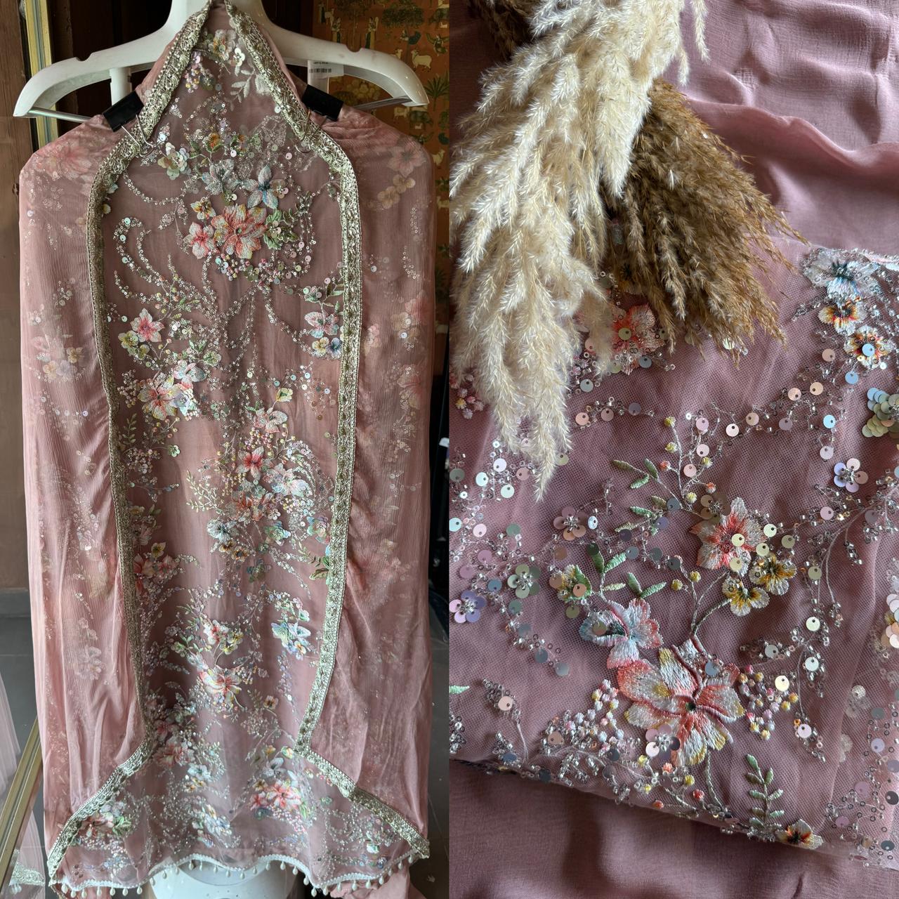 Beautiful Sequece embellished Unstitched Shirt