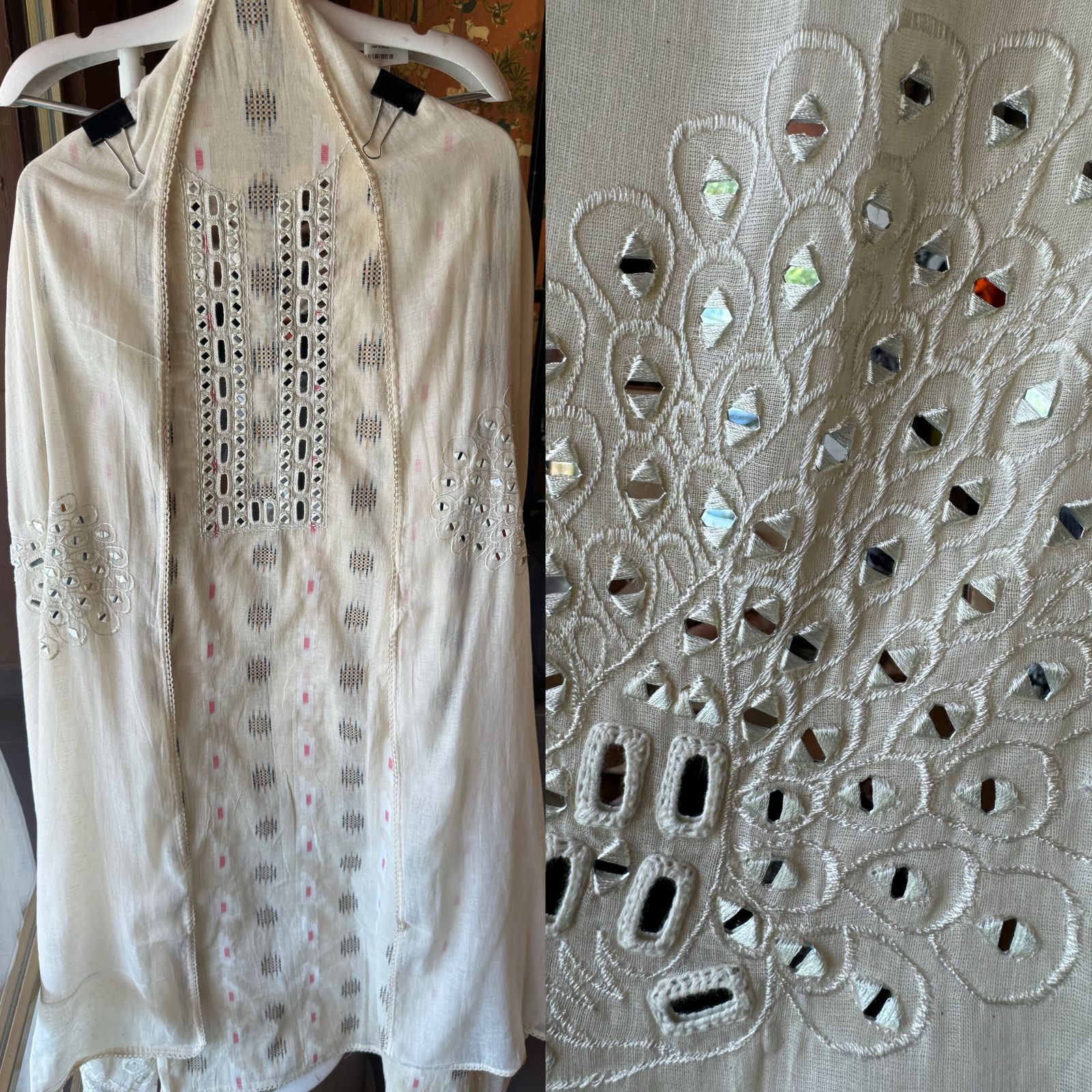 Pure Mul Mul cotton self weaving Unstitched Kurta